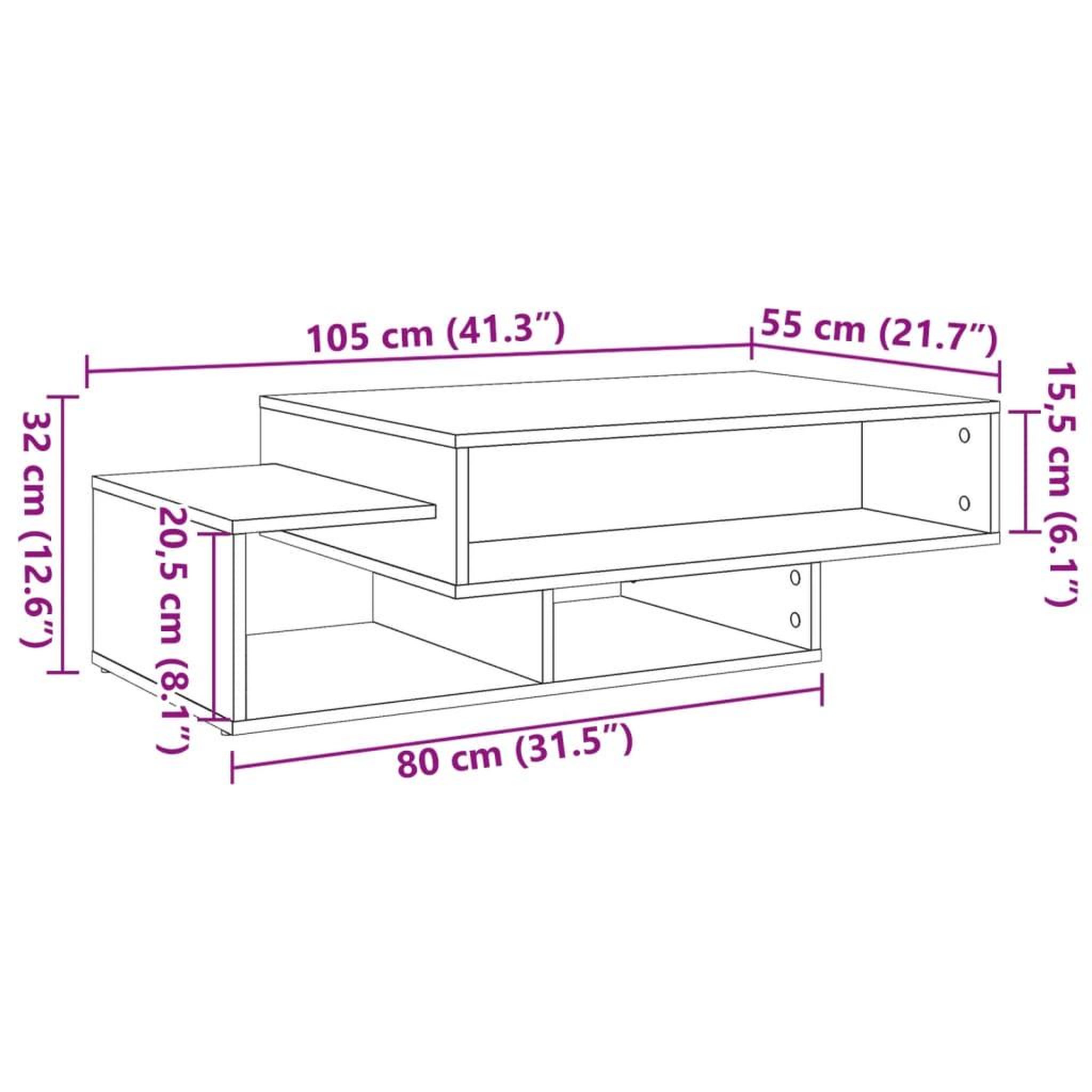 Voir la diapositive 6 : VIDAXL Table basse vieux bois 105x55x32 cm bois d'ingenierie
