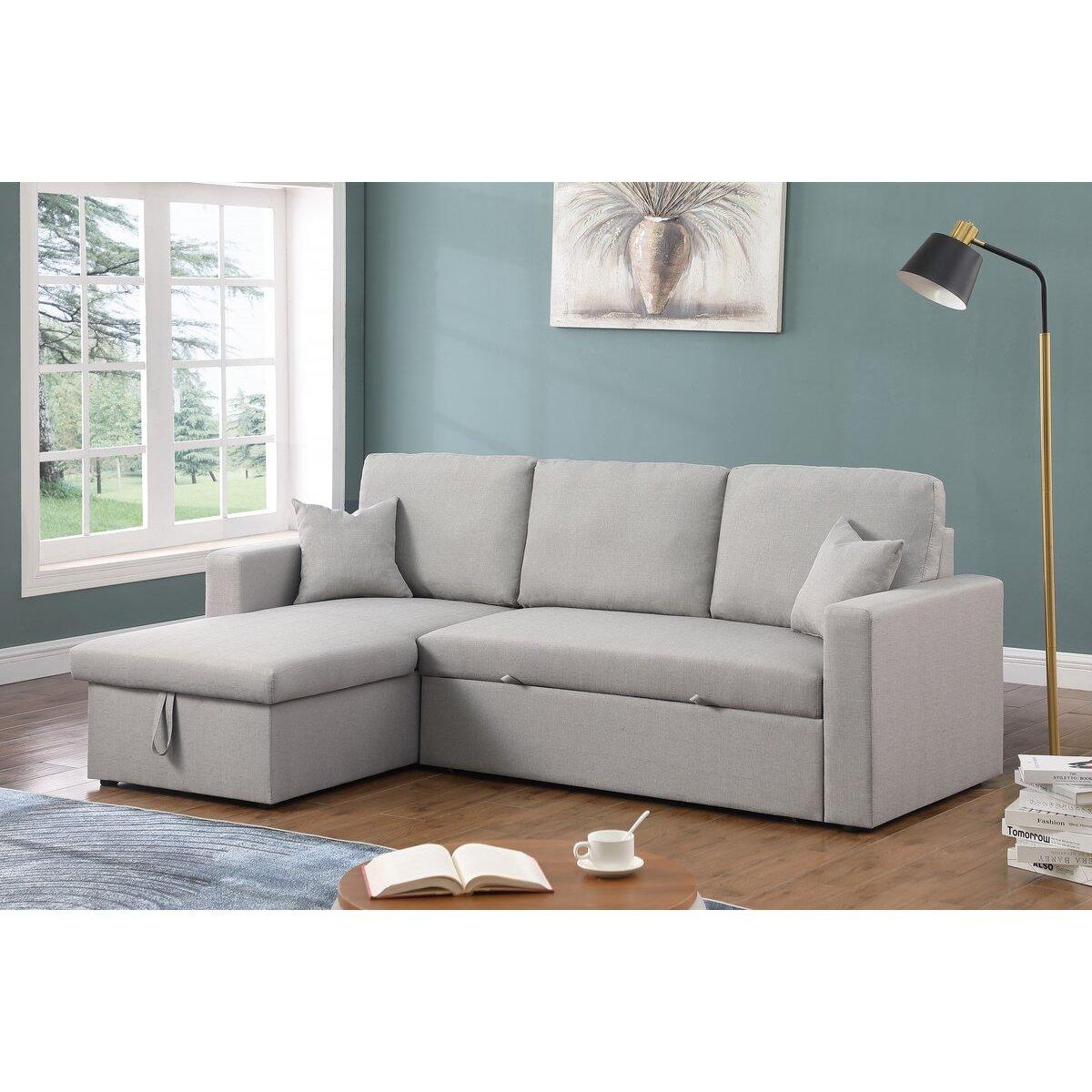 Habitat et Jardin Canapé d'angle convertible/ réversible avec coffre  Alain  - 3 places - Gris clair