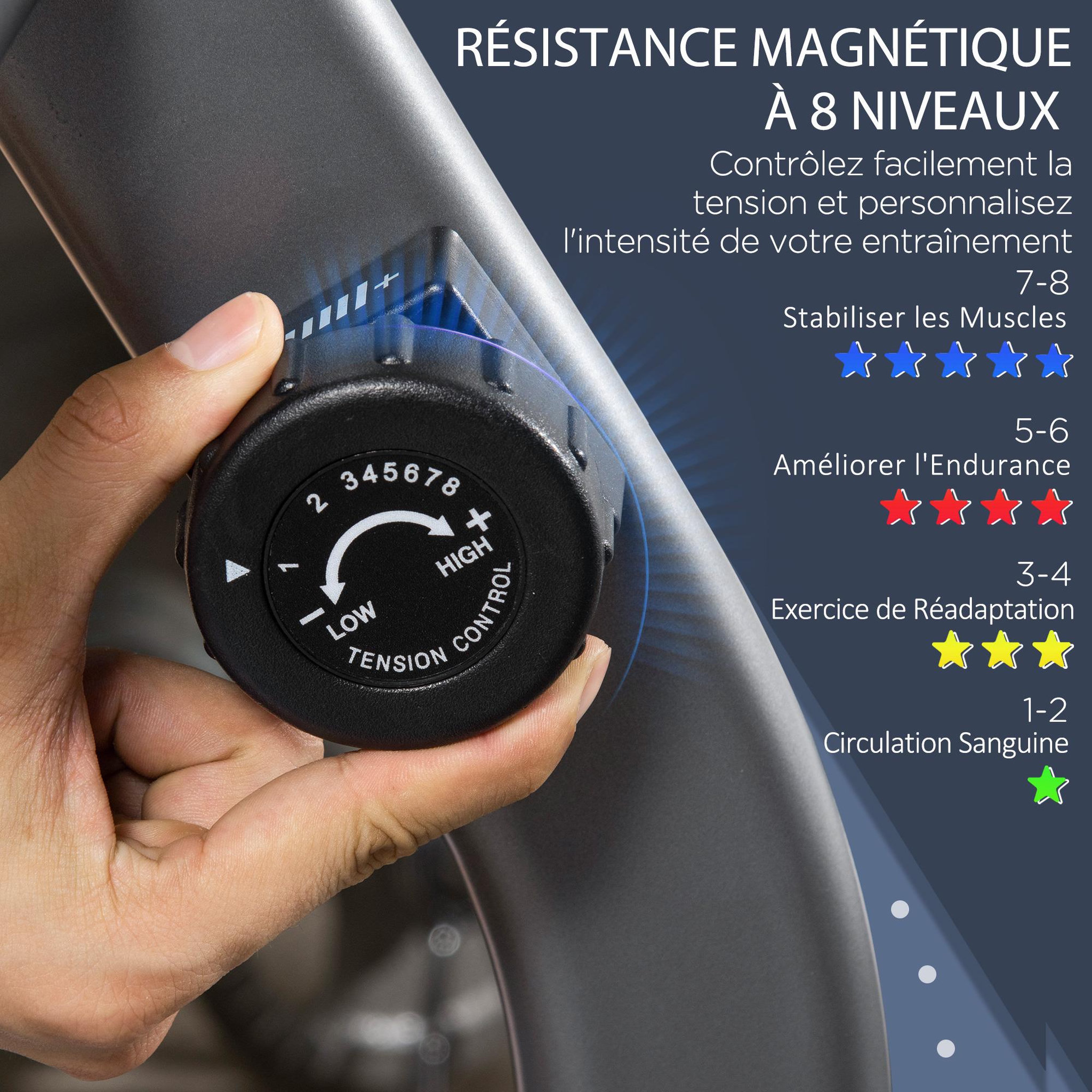 Voir la diapositive 5 : HOMCOM Vélo d'appartement semi-allongé magnétique réglable écran LCD - collaboration Aosom.fr x FFHandball - acier ABS gris noir