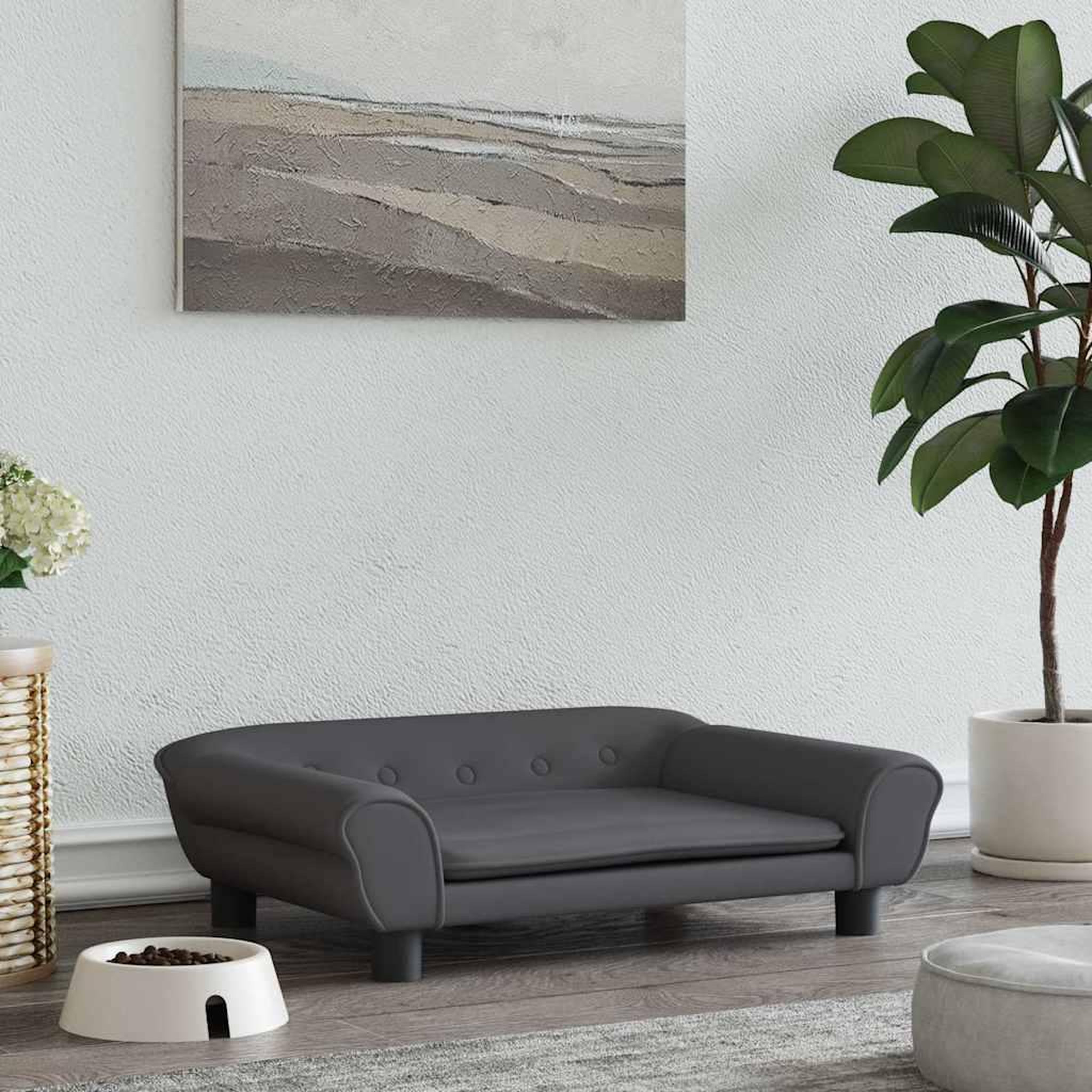 VIDAXL Lit pour chien gris fonce 70x48x22 cm velours