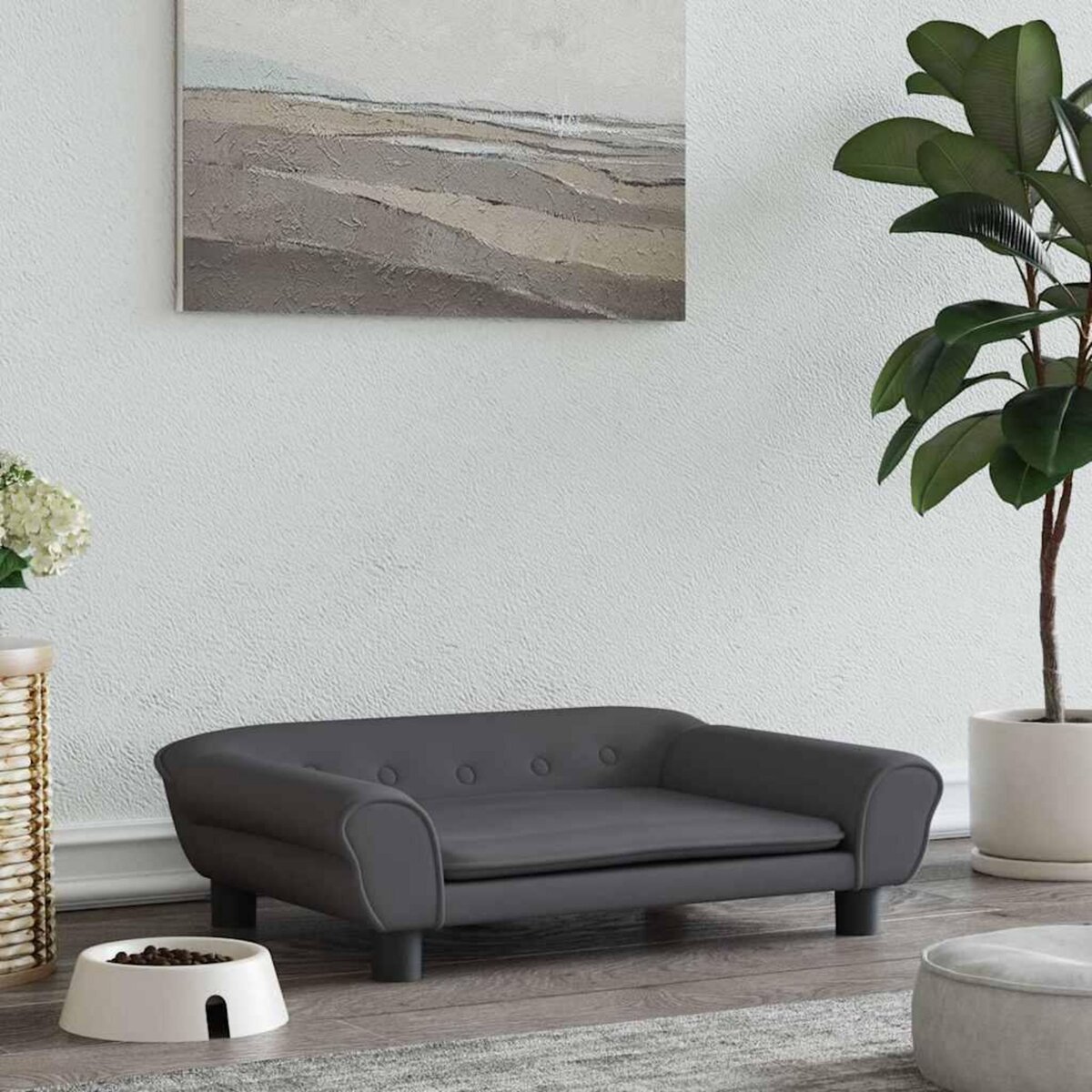 VIDAXL Lit pour chien gris fonce 70x48x22 cm velours