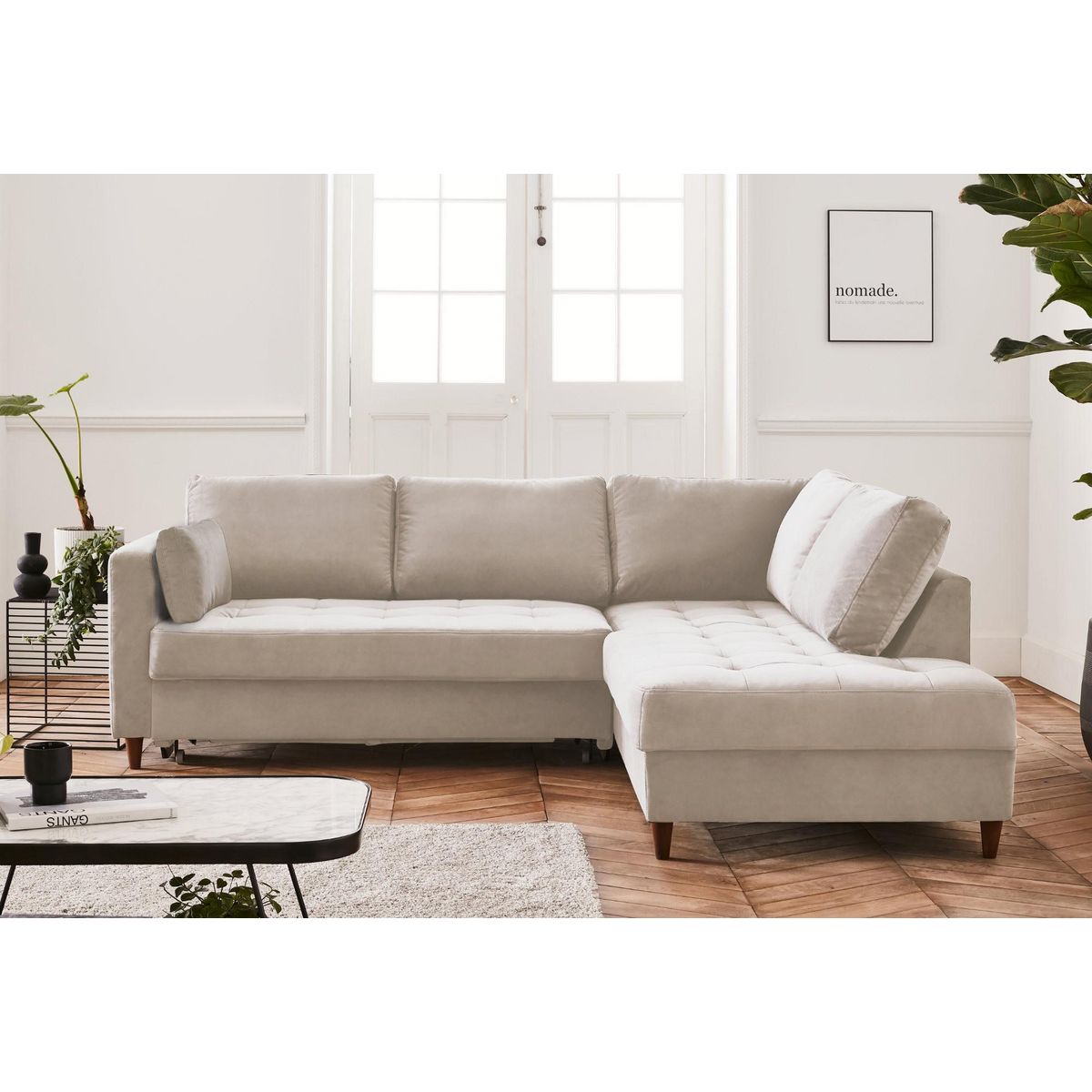 LISA DESIGN Anna - canapé d'angle droit - 5 places - convertible - en velours