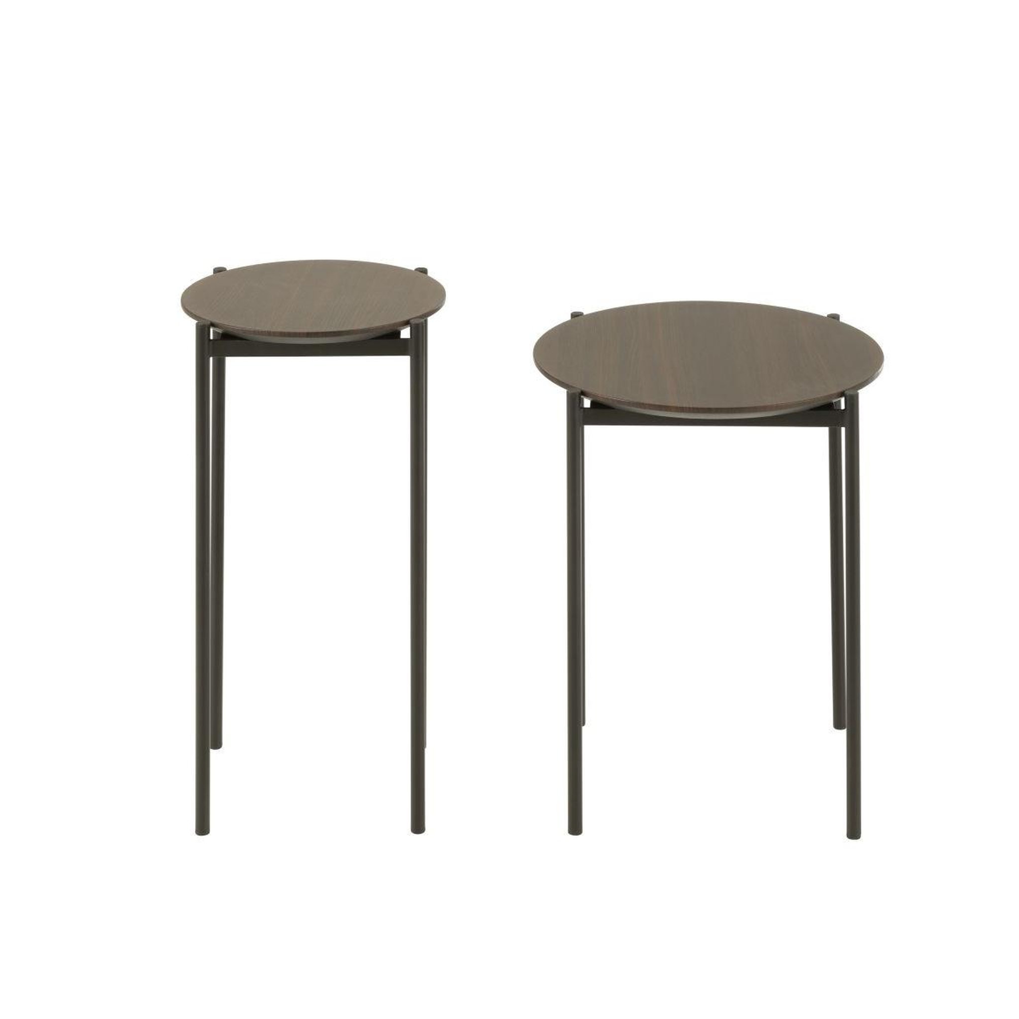Voir la diapositive 3 : J-LINE Lot de 2 tables d'appoint gigognes  rodolfo  55cm marron foncé