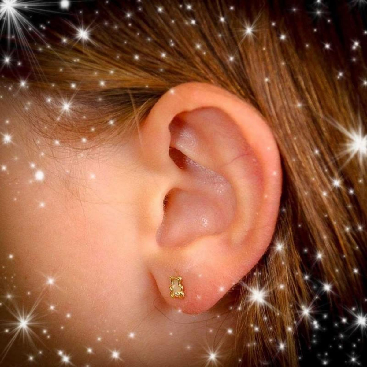 L'ATELIER D'AZUR Boucles d'Oreilles Or 18 Carats 750/000 Jaune et Nacre - Oursons