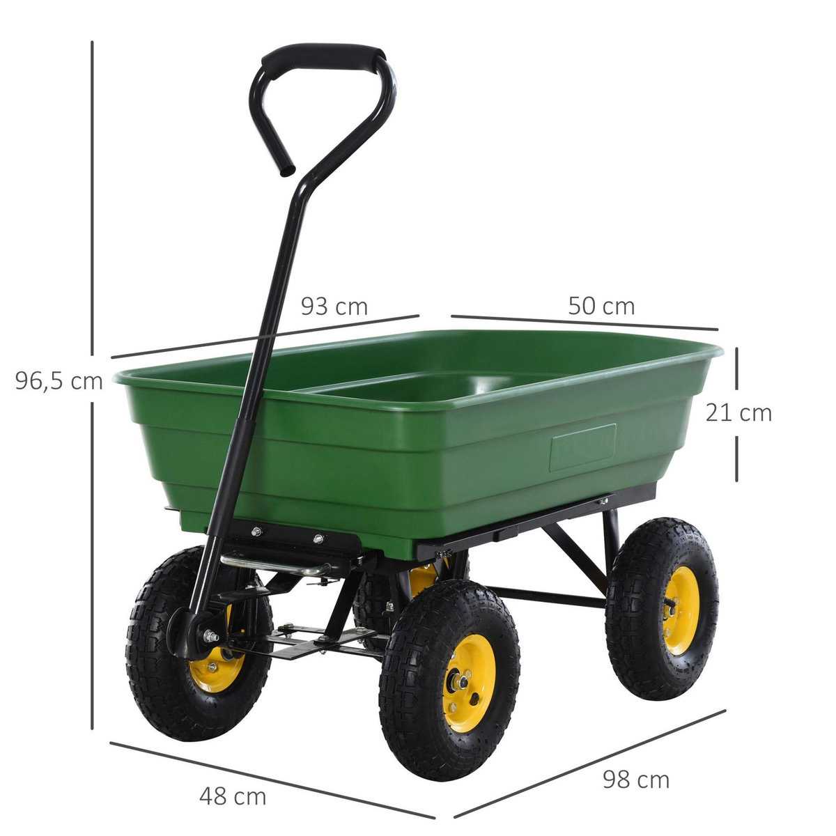 HOMCOM Chariot de jardin a main garden cart truck cuve basculante max. 200 Kg
