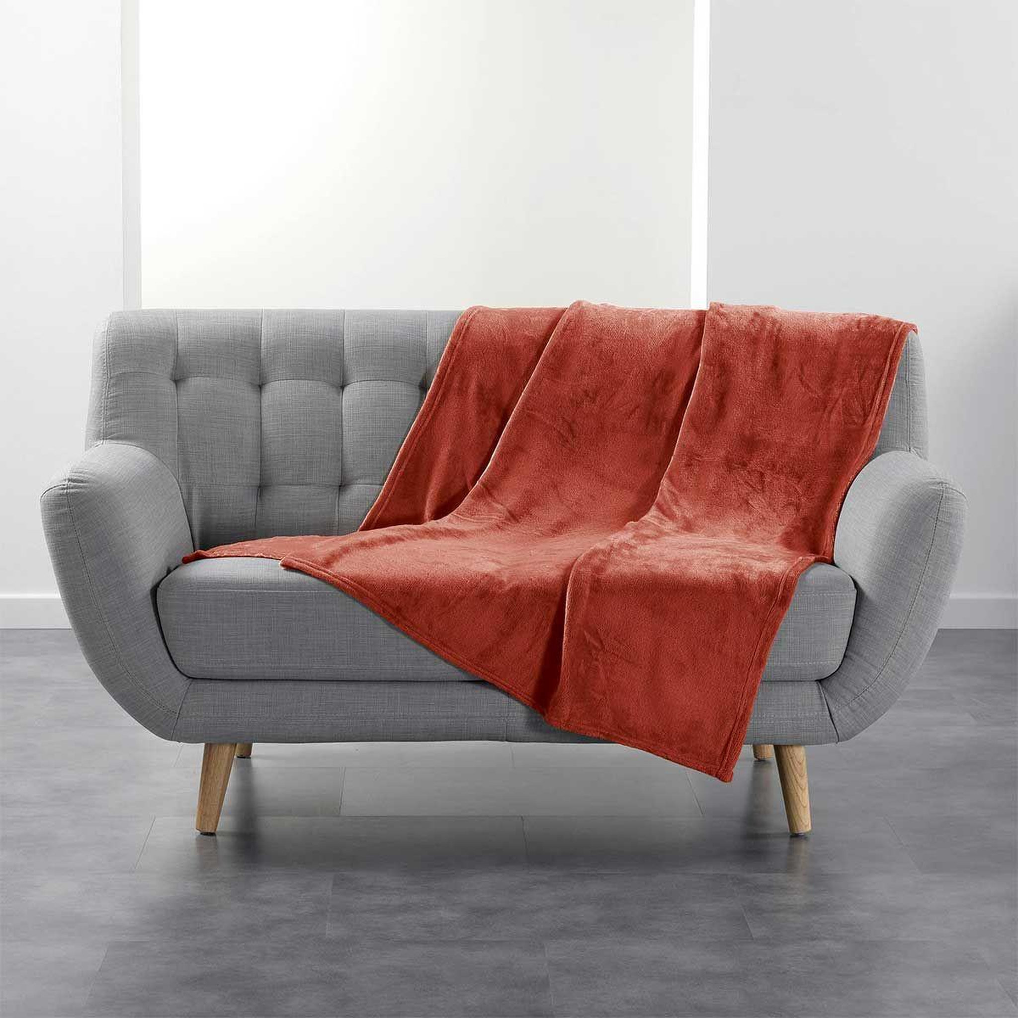 Douceur d'Intérieur Plaid uni en flanelle  flanou  125x150cm terracotta