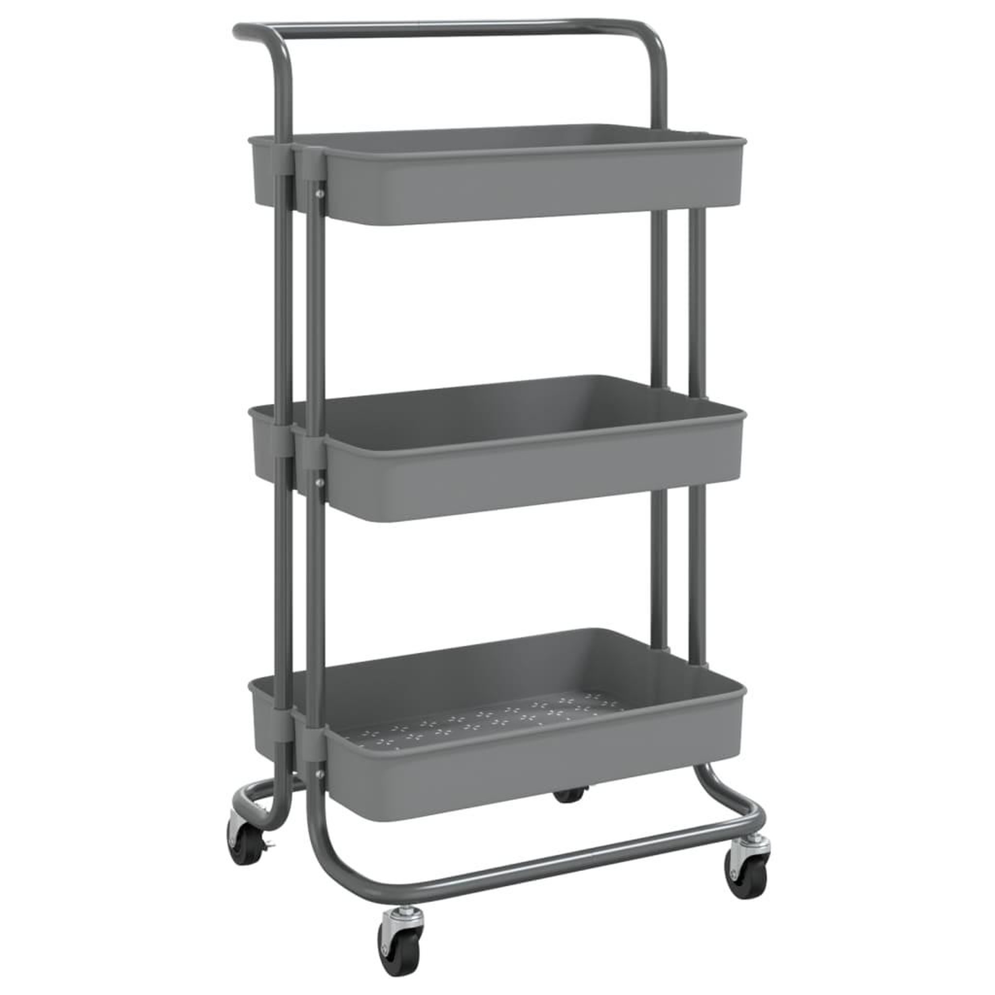 Voir la diapositive 2 : VIDAXL Chariot de cuisine 3 niveaux Gris 42x35x85 cm Fer et ABS