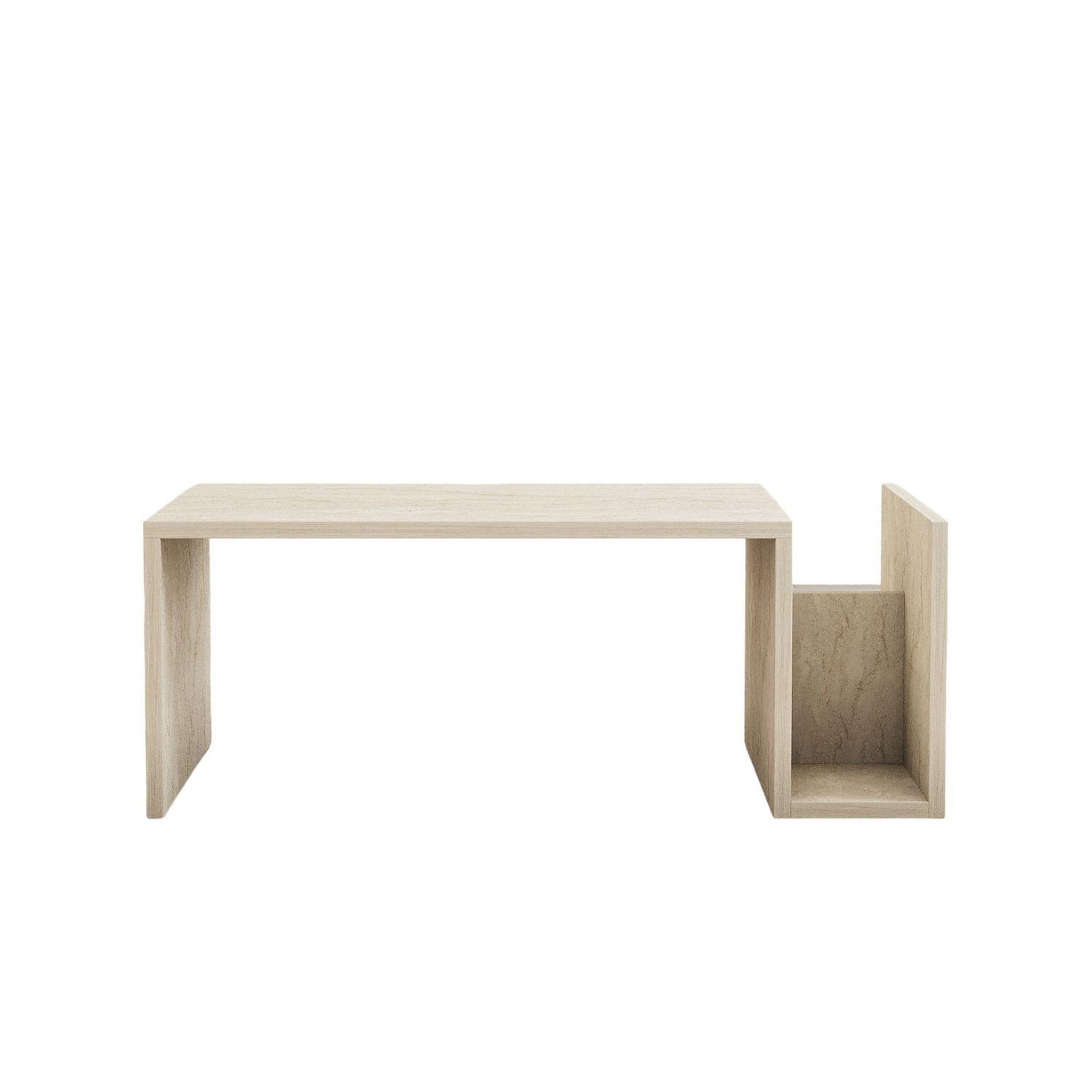 TOILINUX Table basse porte magazine effet travertin - beige