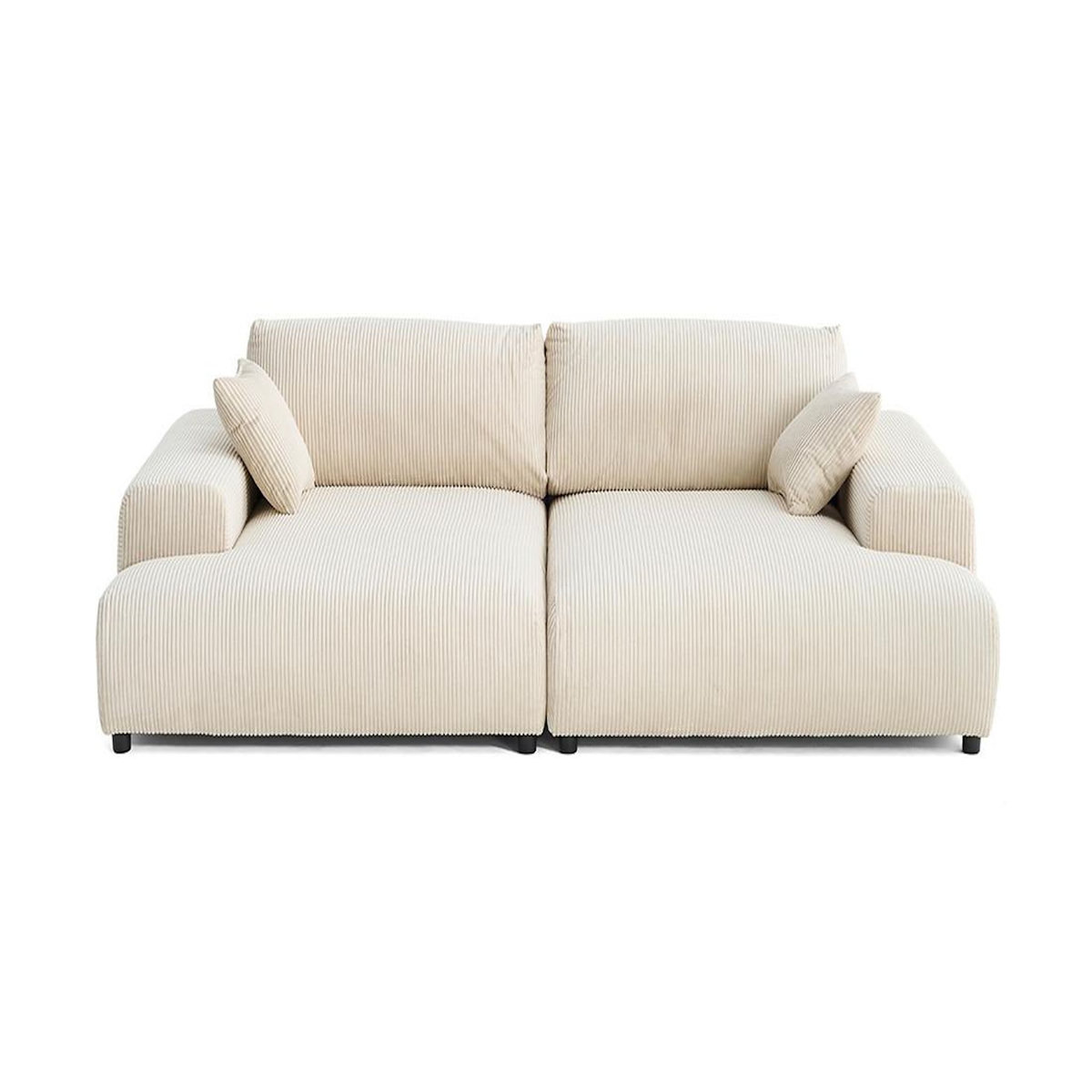 LISA DESIGN Garance - canapé droit 4 places double méridienne - assise profonde - en velours côtelé