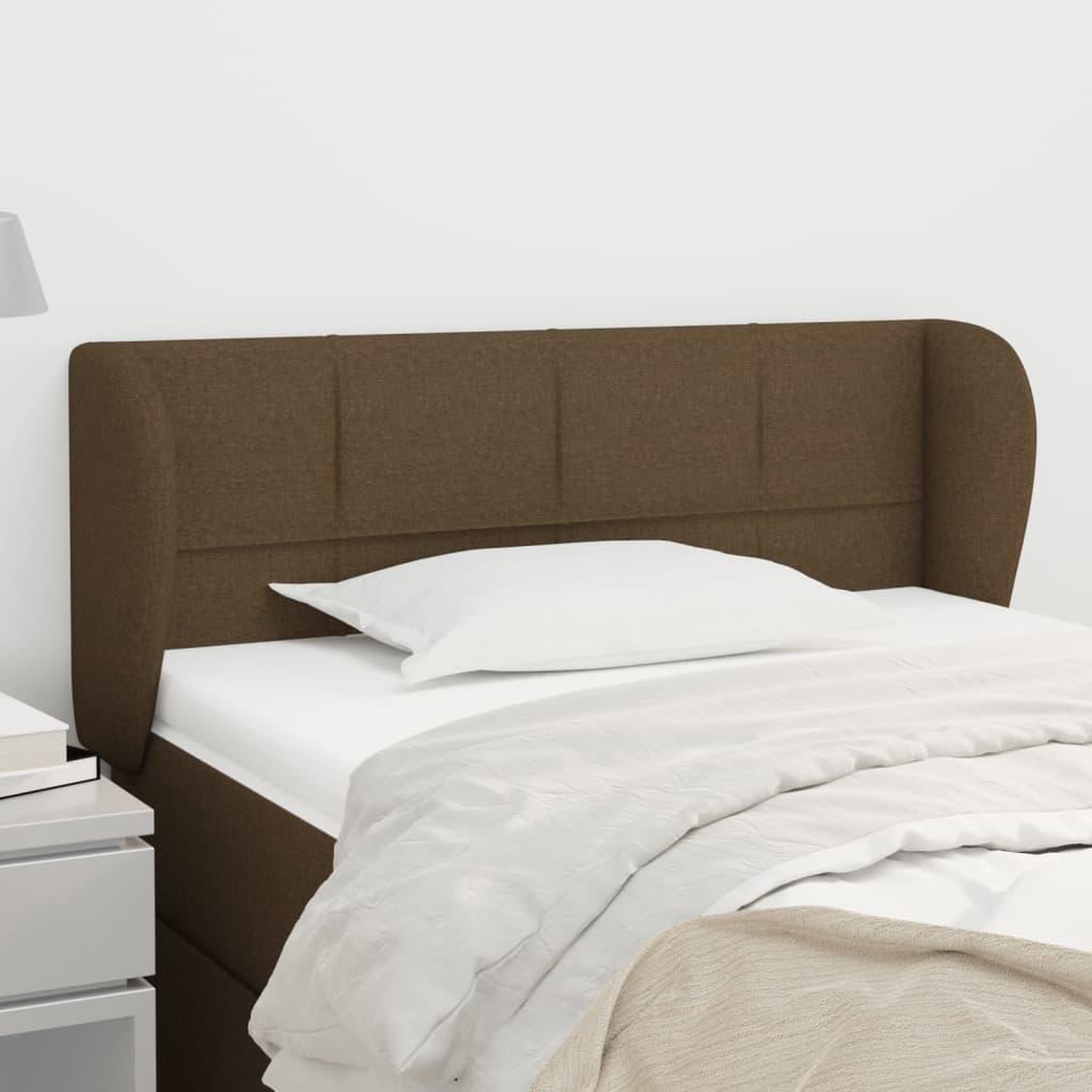 Voir la diapositive 1 : VIDAXL Tete de lit avec oreilles Marron fonce 93x23x78/88 cm Tissu