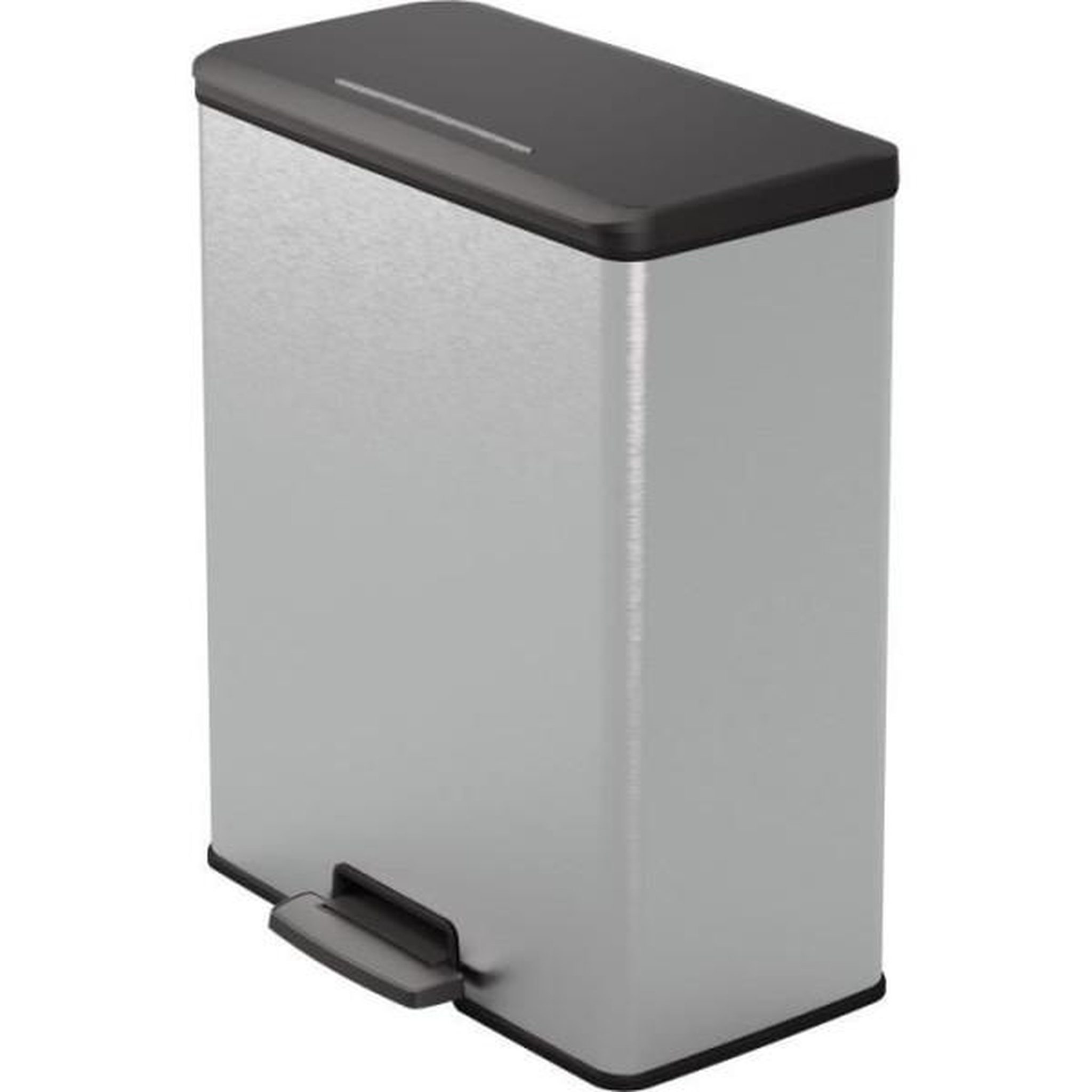 CURVER Poubelle Rectangle - DECO BIN - CURVER - 65L - Design moderne - 49 x 29 x 61 cm - Gris métallisé