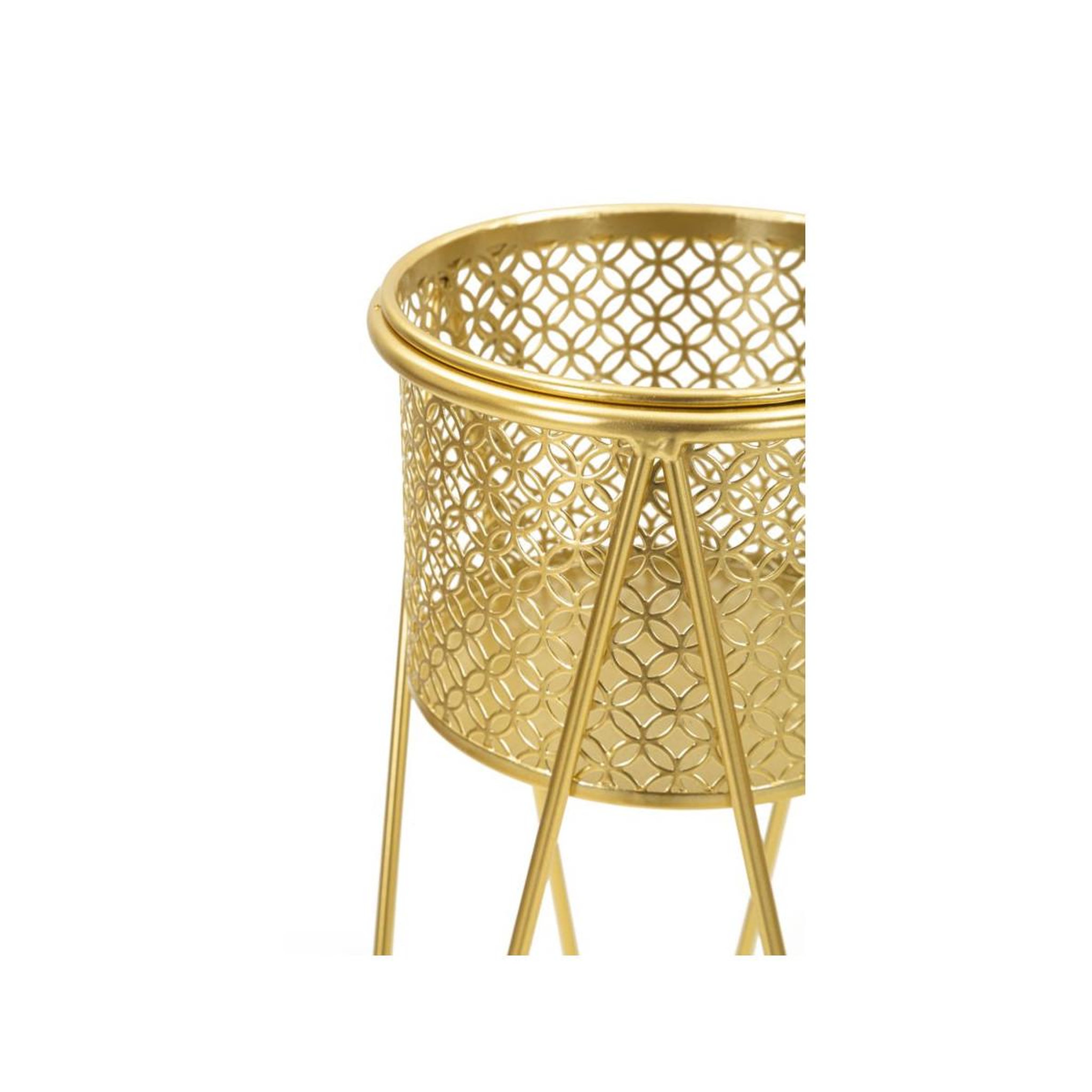 Voir la diapositive 3 : Paris Prix Lot de 2 cache-pots sur pied  mara  46cm or
