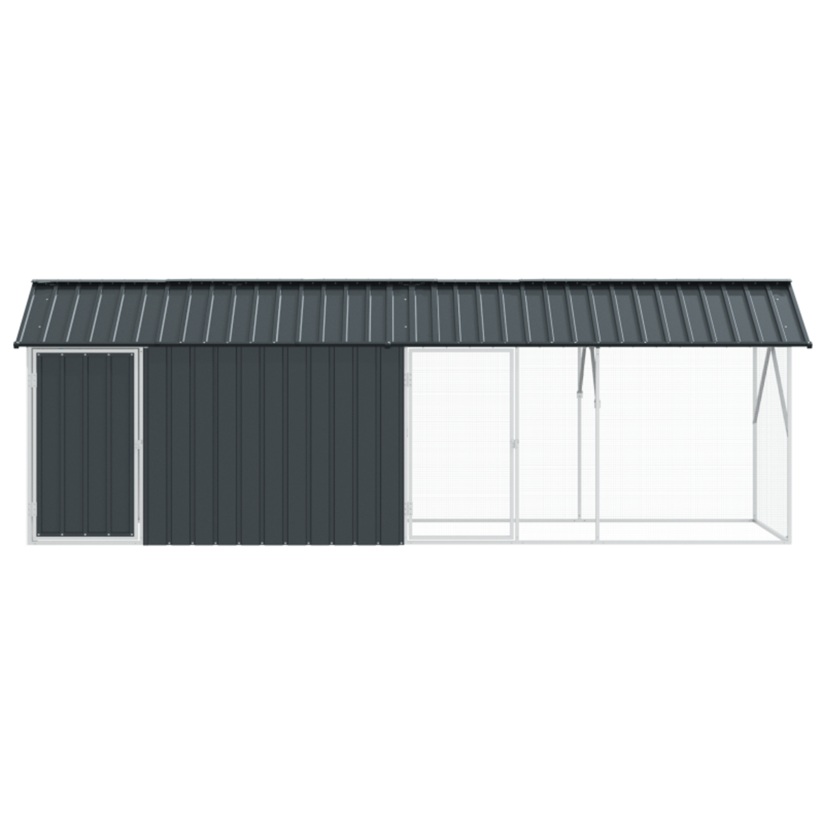 VIDAXL Aviary pour oiseaux avec extension anthracite 112x442x141 cm en acier