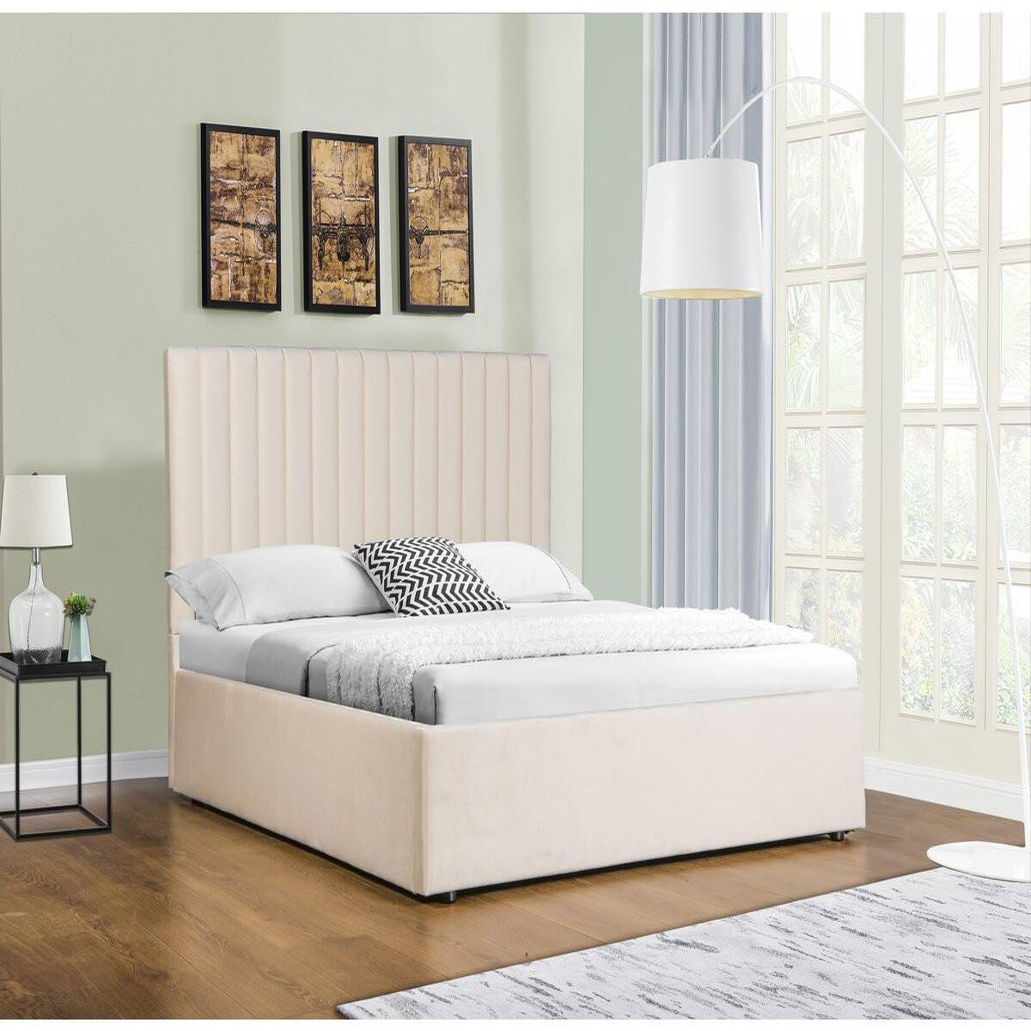 Voir la diapositive 2 : Habitat et Jardin Lit avec coffre  mia  - 140 x 190 cm - beige