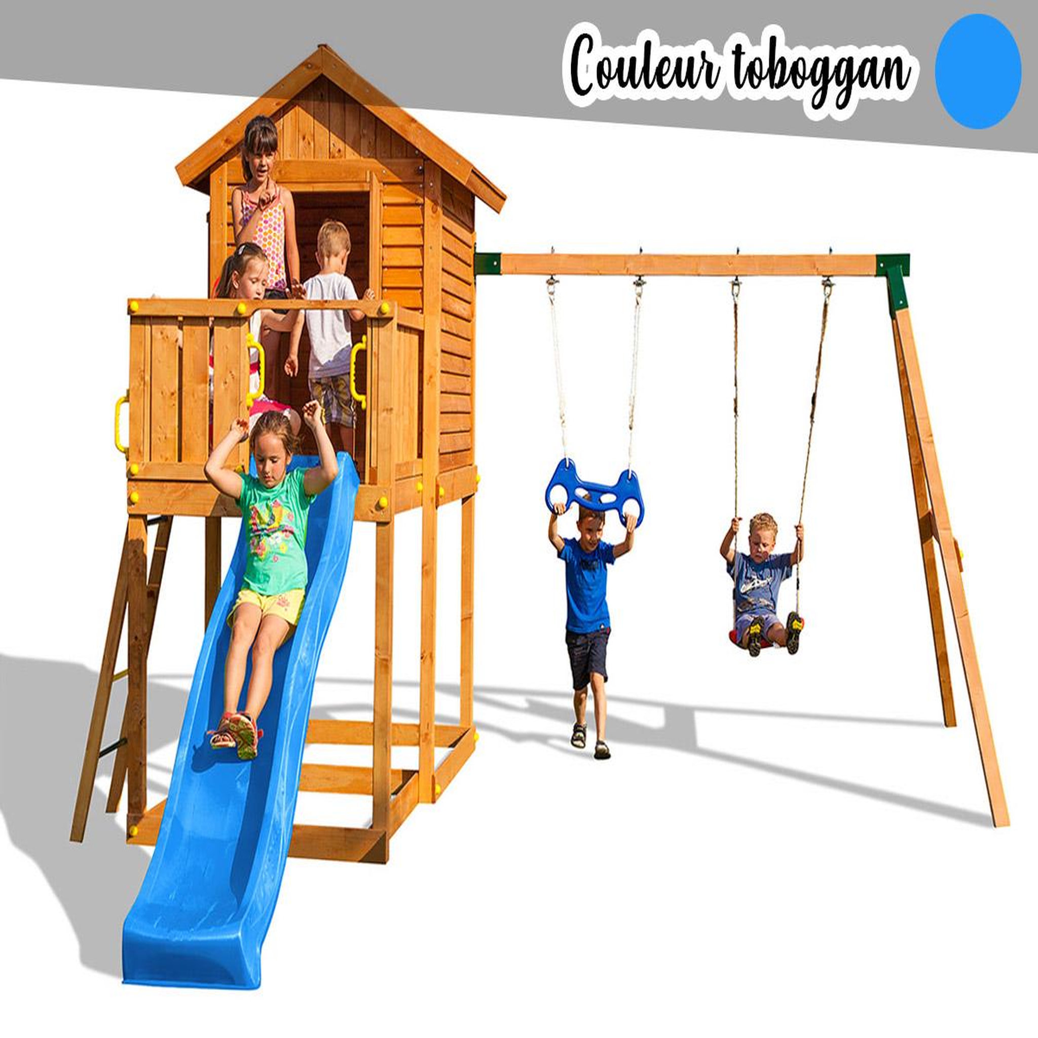 Fungoo Aire de jeux my house move - toboggan bleu - fungoo