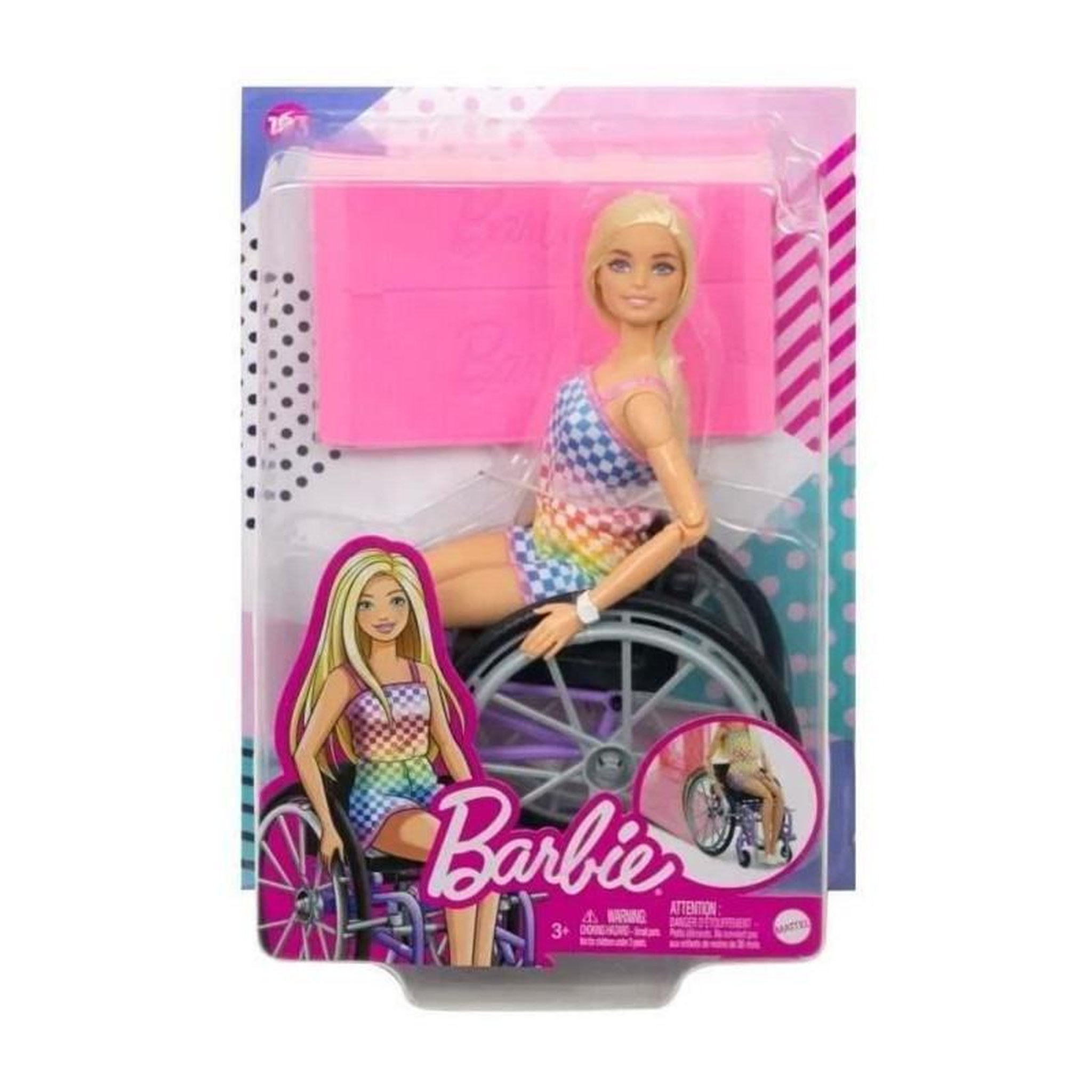 Voir la diapositive 2 : BARBIE Barbie - Barbie Fauteuil Roulant Blonde - Poupée - 3 Ans Et +