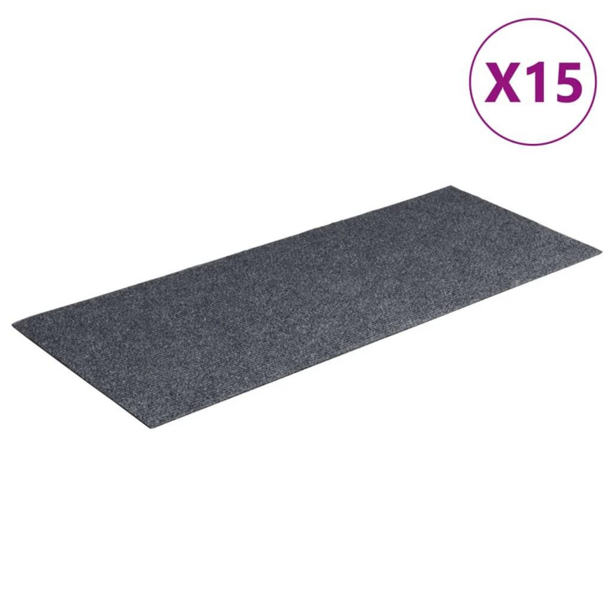 VIDAXL Tapis d'escalier autocollants Rectangulaire 15 pcs 60x25 cm