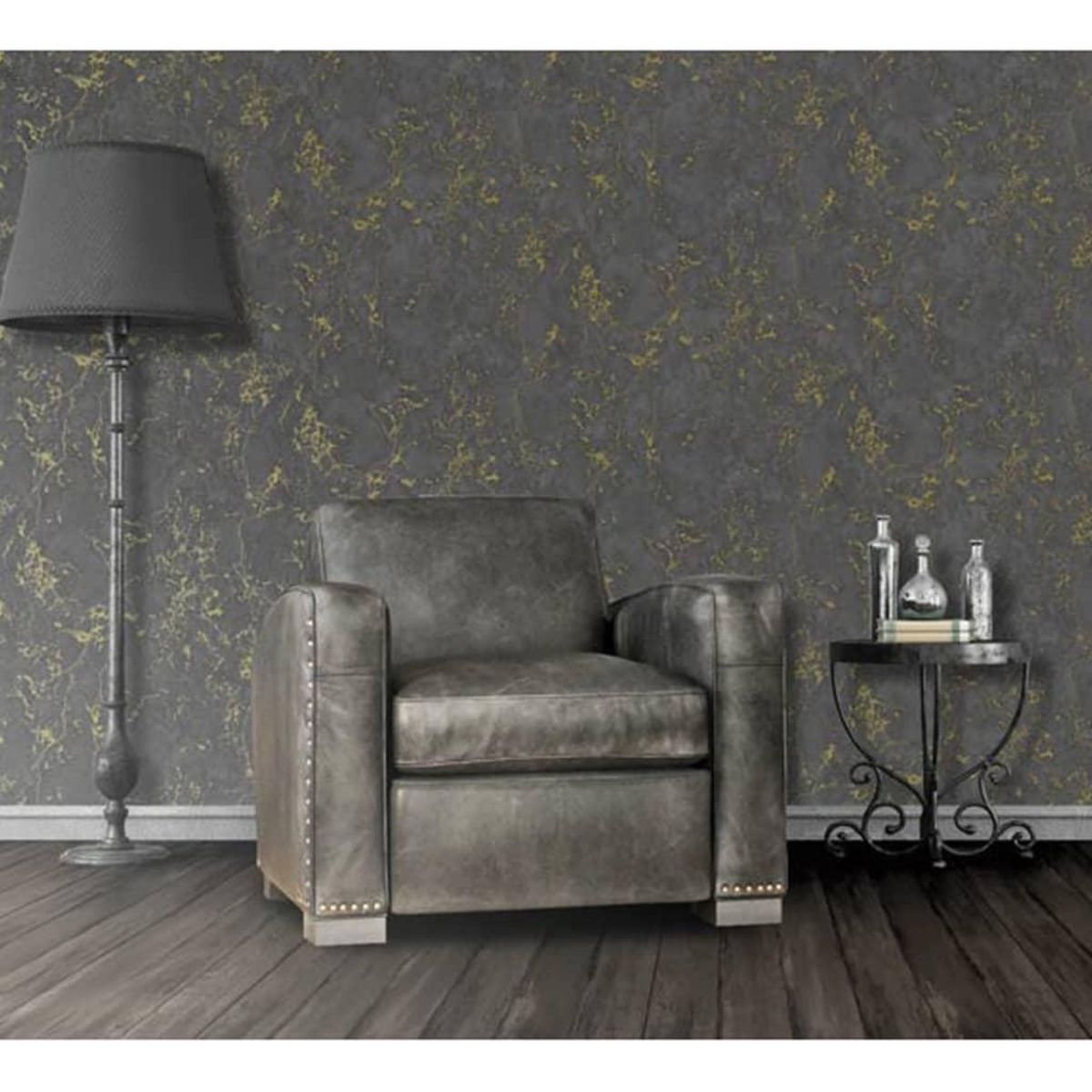 DUTCH WALLCOVERINGS DUTCH WALLCOVERINGS Papier peint Motif de marbre Noir et dore
