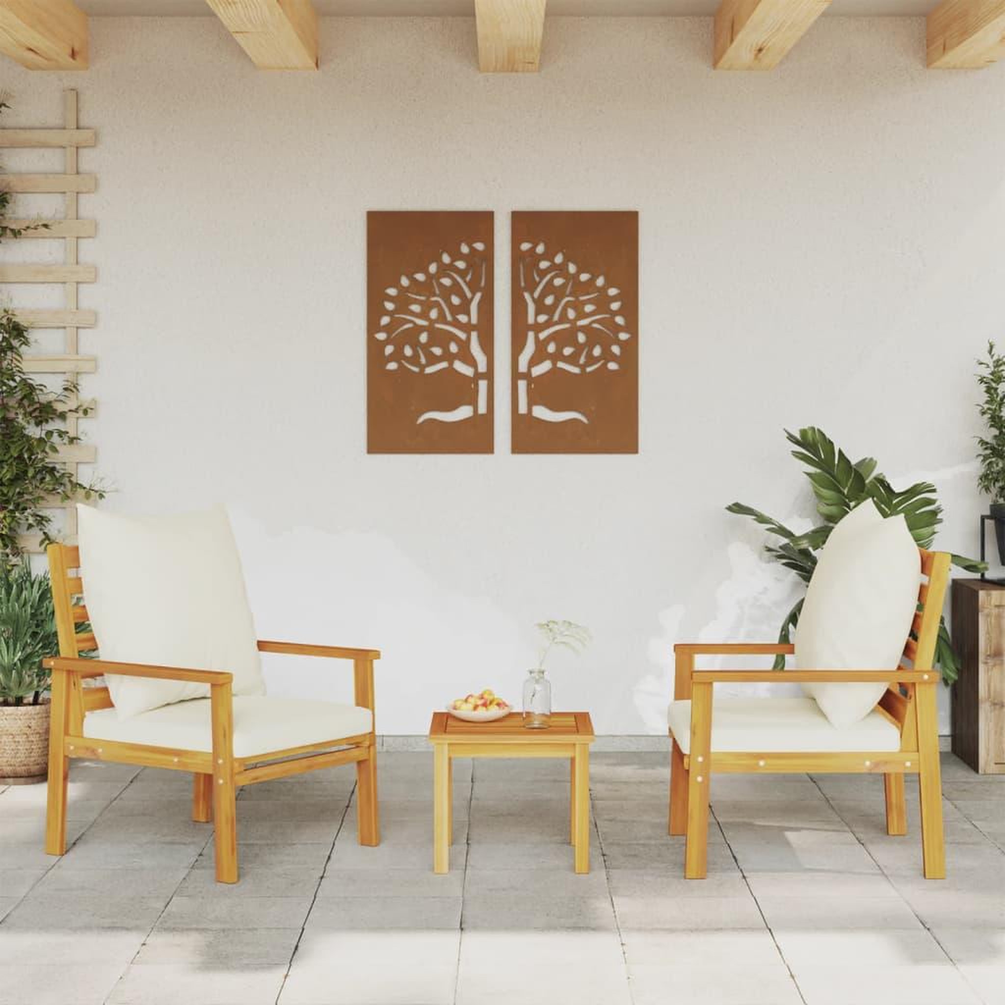 Voir la diapositive 3 : VIDAXL Fauteuil de jardin lot de 2 avec coussin bois massif d'acacia