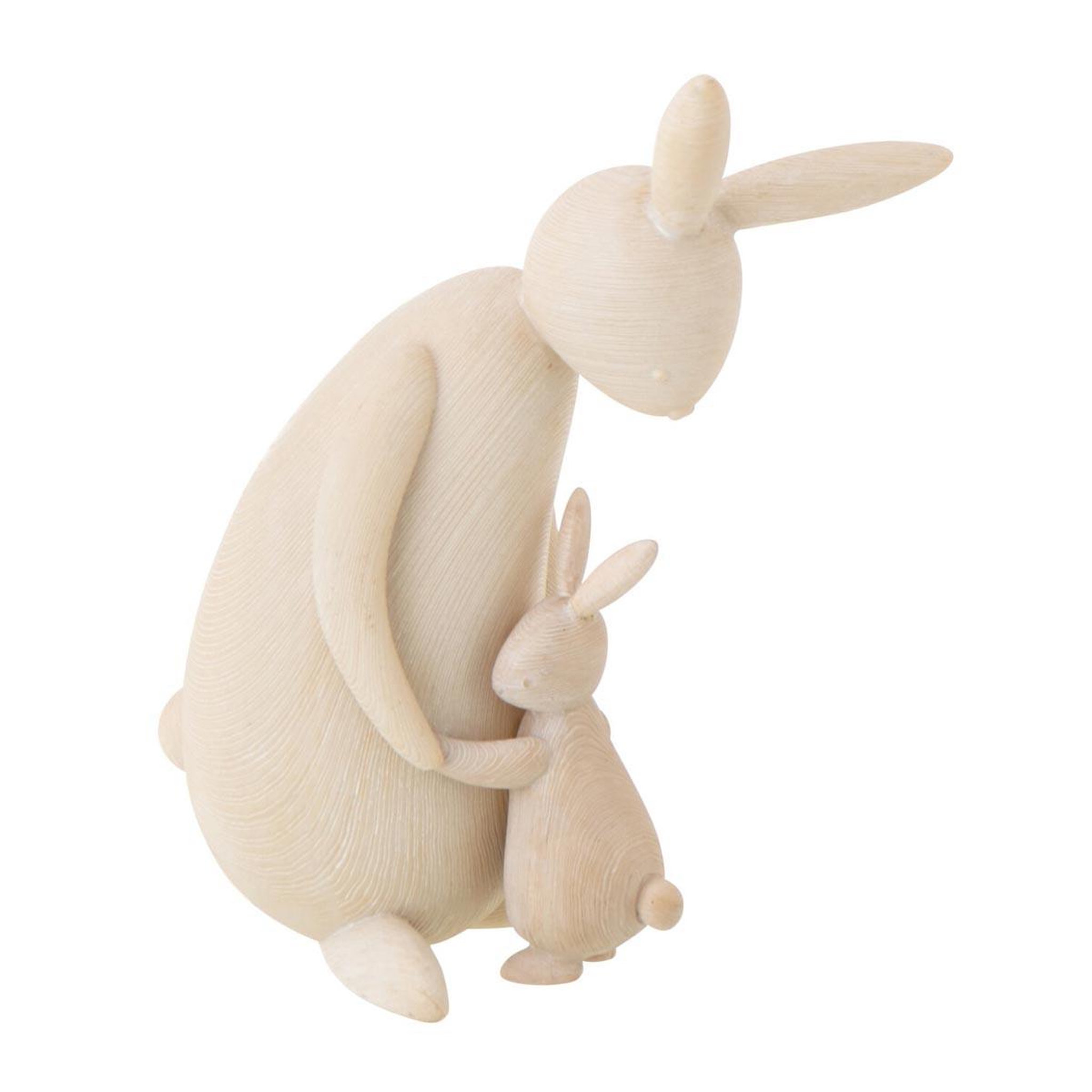 J-LINE Statuette déco lapins  câlin  25cm naturel
