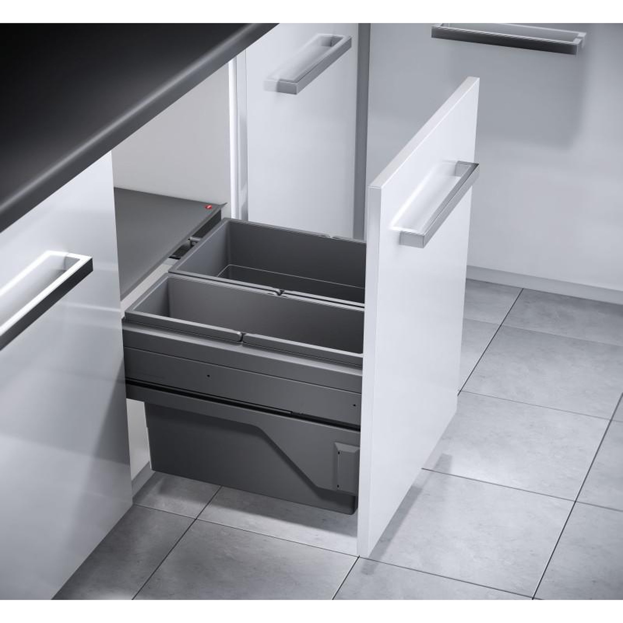 Voir la diapositive 2 : HAILO Poubelle de cuisine tri sélectif 2 bacs encastrable 45l (28+17) hailo cargo