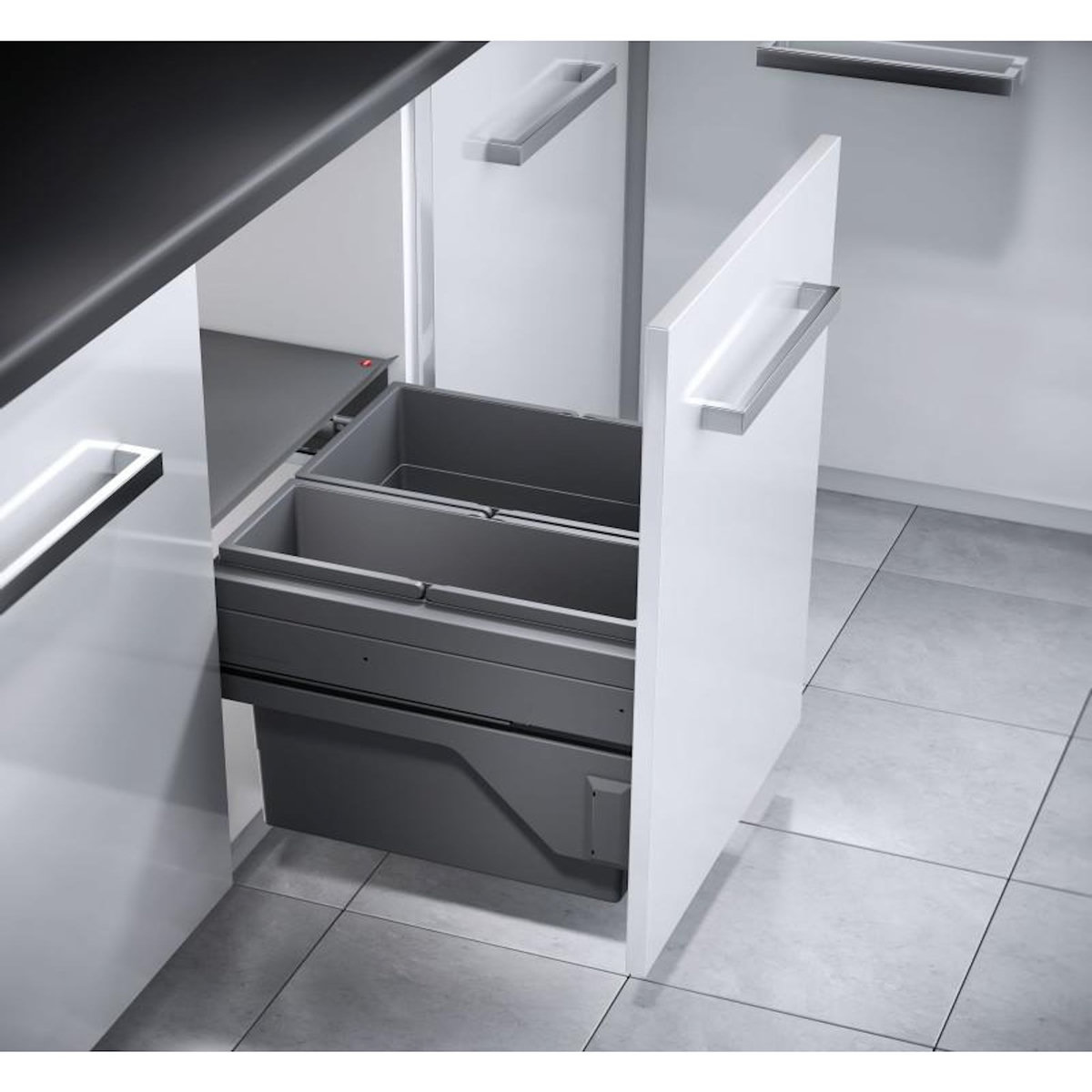 HAILO Poubelle de cuisine tri sélectif 2 bacs encastrable 45L (28+17) Hailo Cargo
