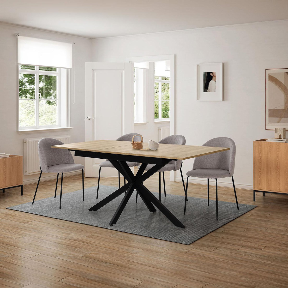 VS VENTA-STOCK Table de salle à manger extensible Prato couleur chêne, 140-180 cm