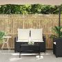 Voir la diapositive 4 : VIDAXL Canape de jardin 2 places coussins et table noir resine tressee