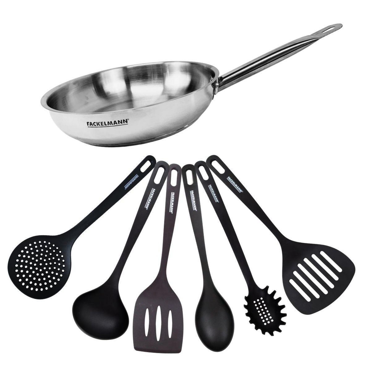 Fackelmann Set de 1 poêle 28 cm en inox et 6 ustensiles Fackelmann Eterna