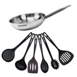 Fackelmann Set de 1 poêle 28 cm en inox et 6 ustensiles Fackelmann Eterna