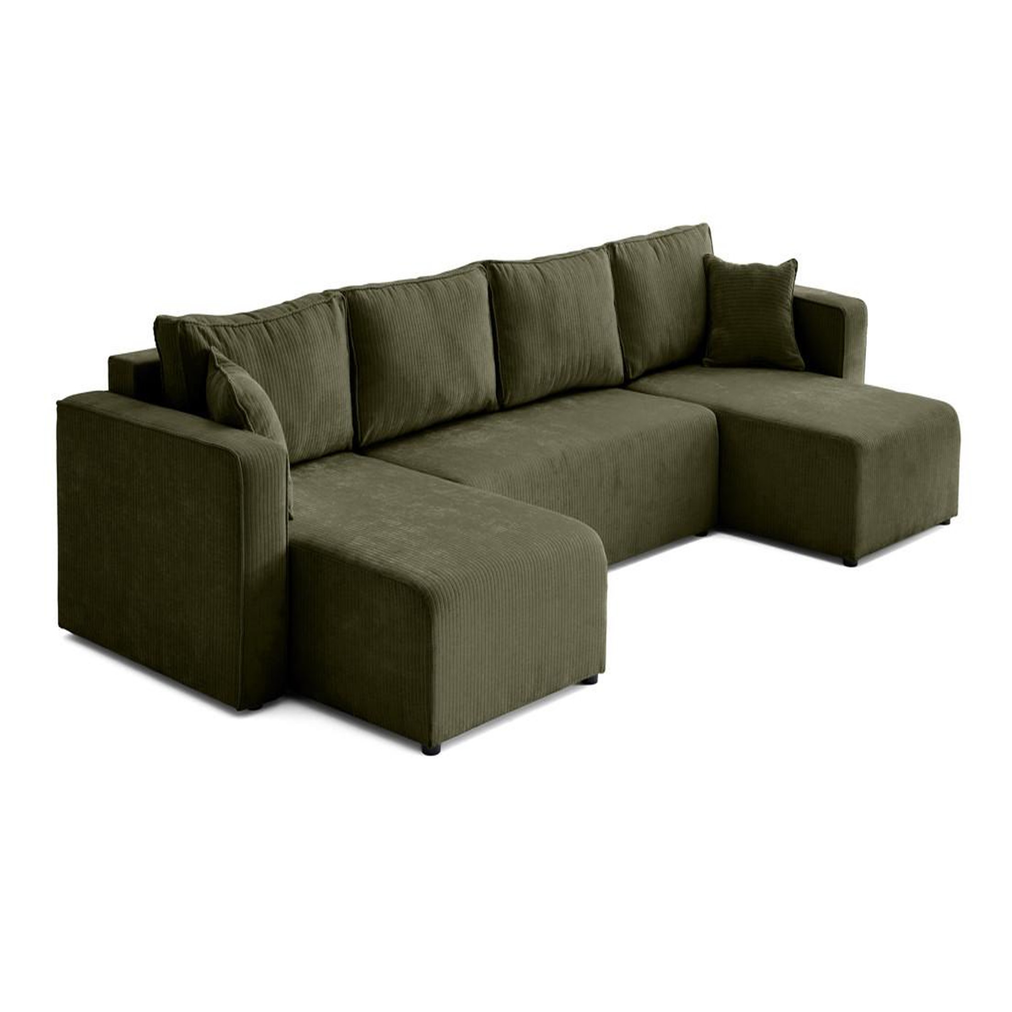 Voir la diapositive 5 : BEST MOBILIER Topaze - canapé panoramique en u - 7 places - convertible avec coffre - en velours côtelé plat