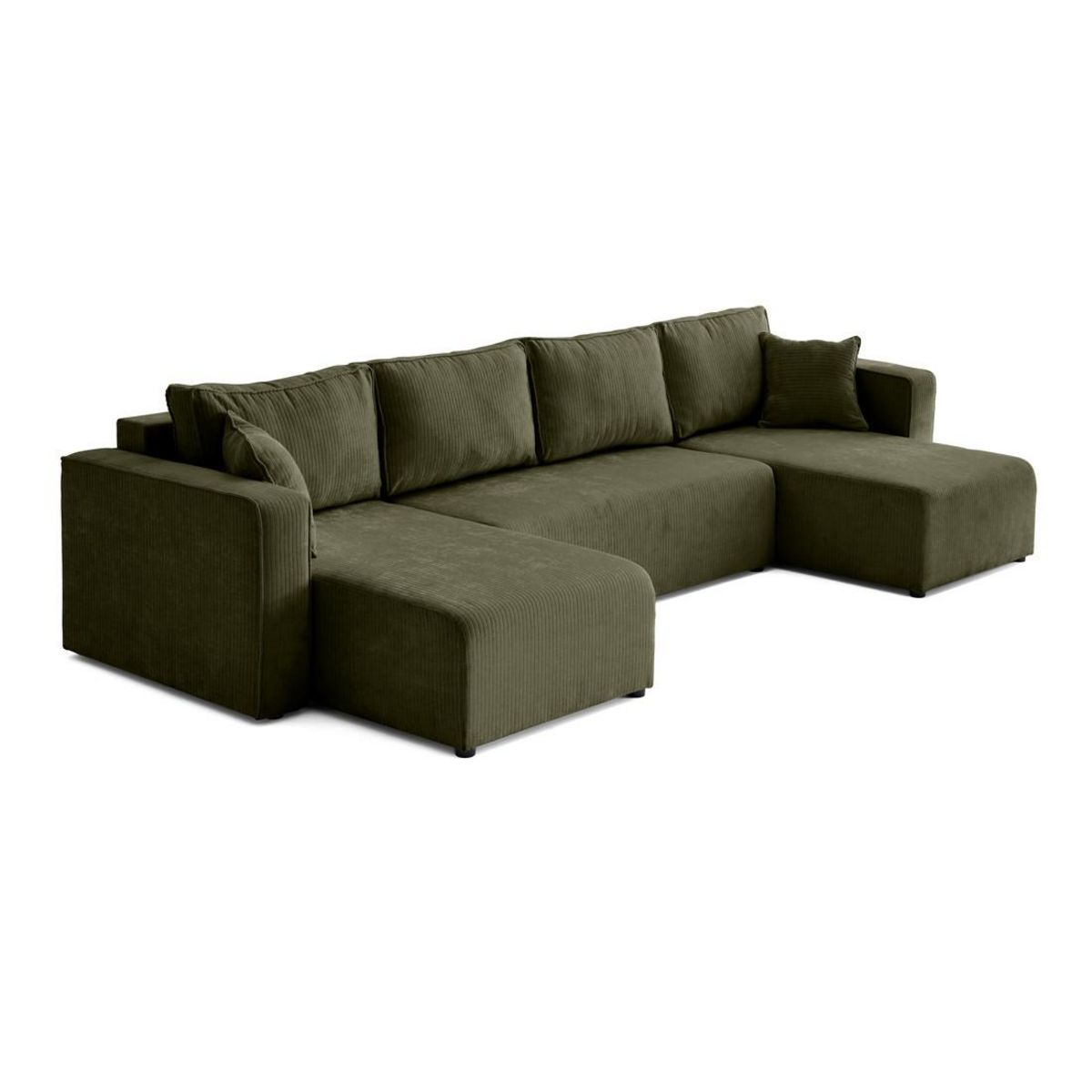 BEST MOBILIER Topaze - canapé panoramique en u - 7 places - convertible avec coffre - en velours côtelé plat