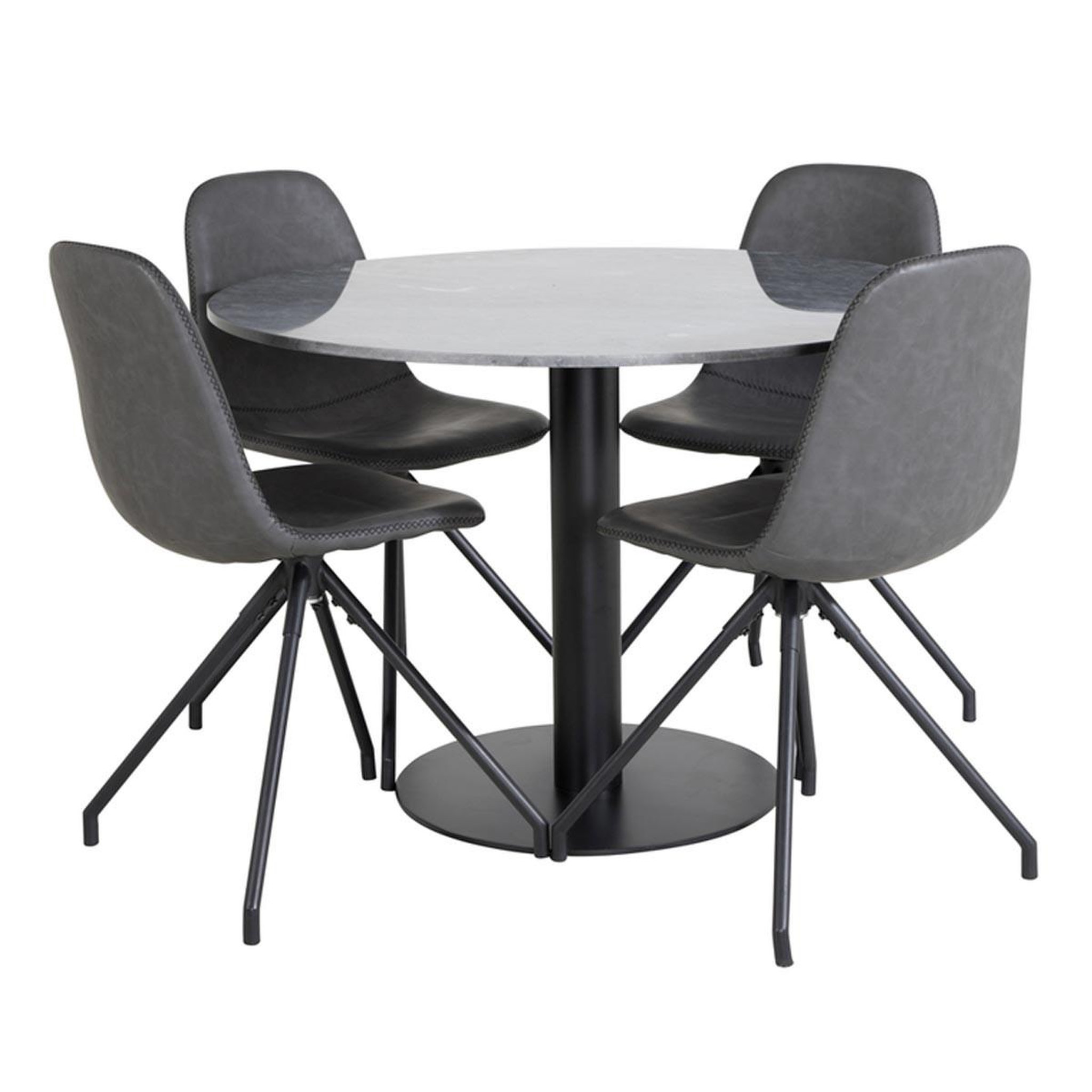 Paris Prix Ensemble Table à Manger & 4 Chaises  Estelle I & Polar I  106cm Gris Foncé & Noir