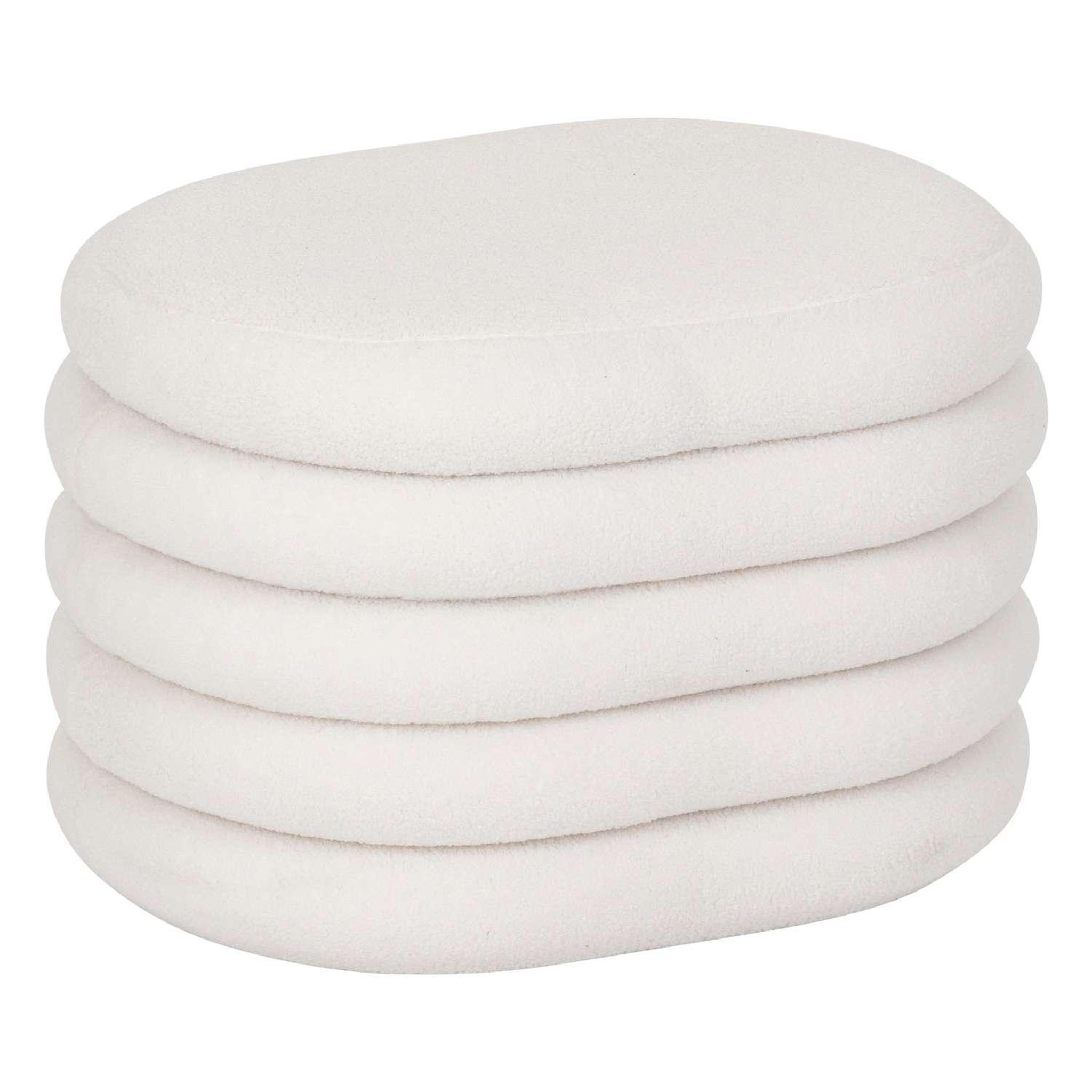 ATMOSPHERA Pouf de rangement en bouclette guilia - blanc