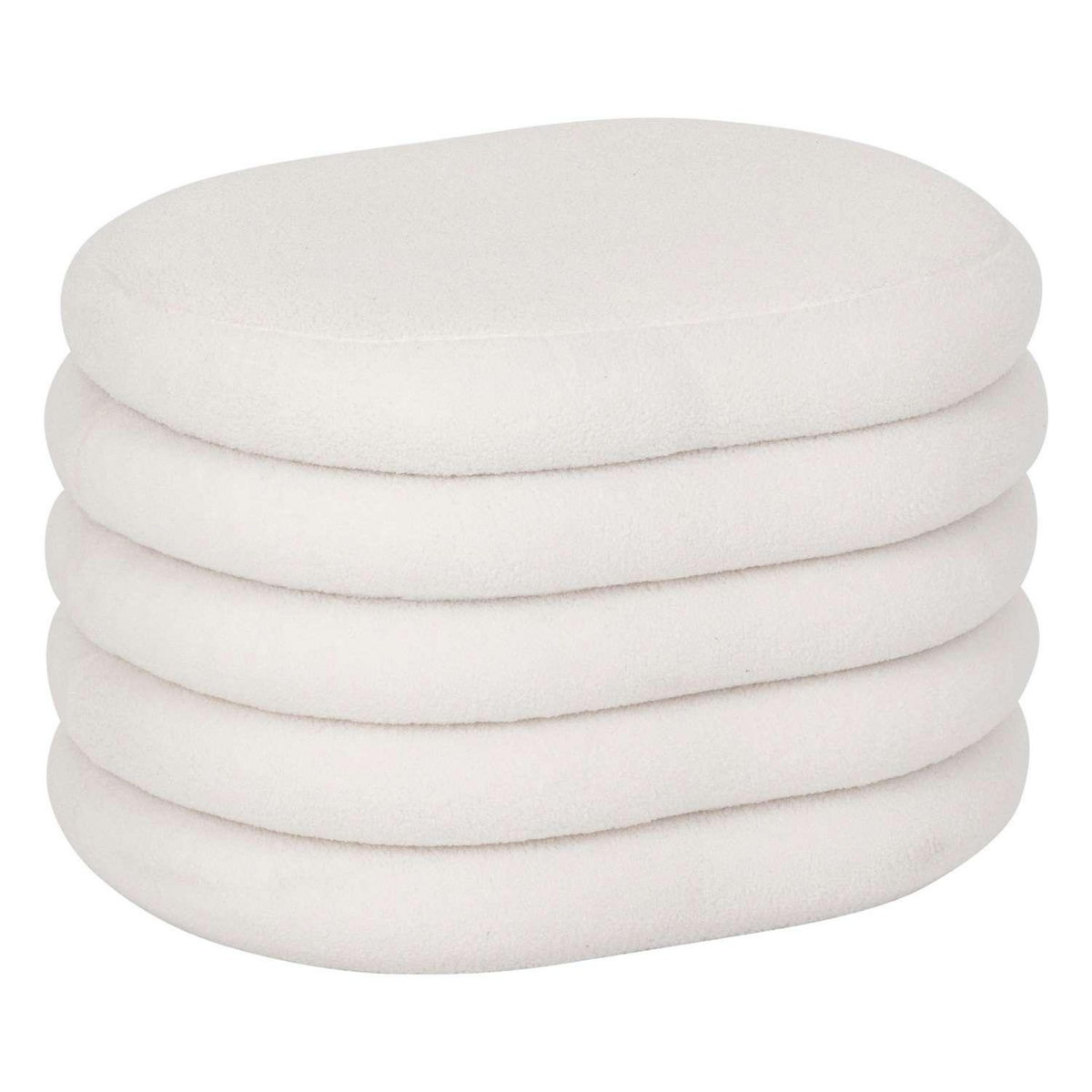ATMOSPHERA Pouf de rangement en bouclette GUILIA - Blanc