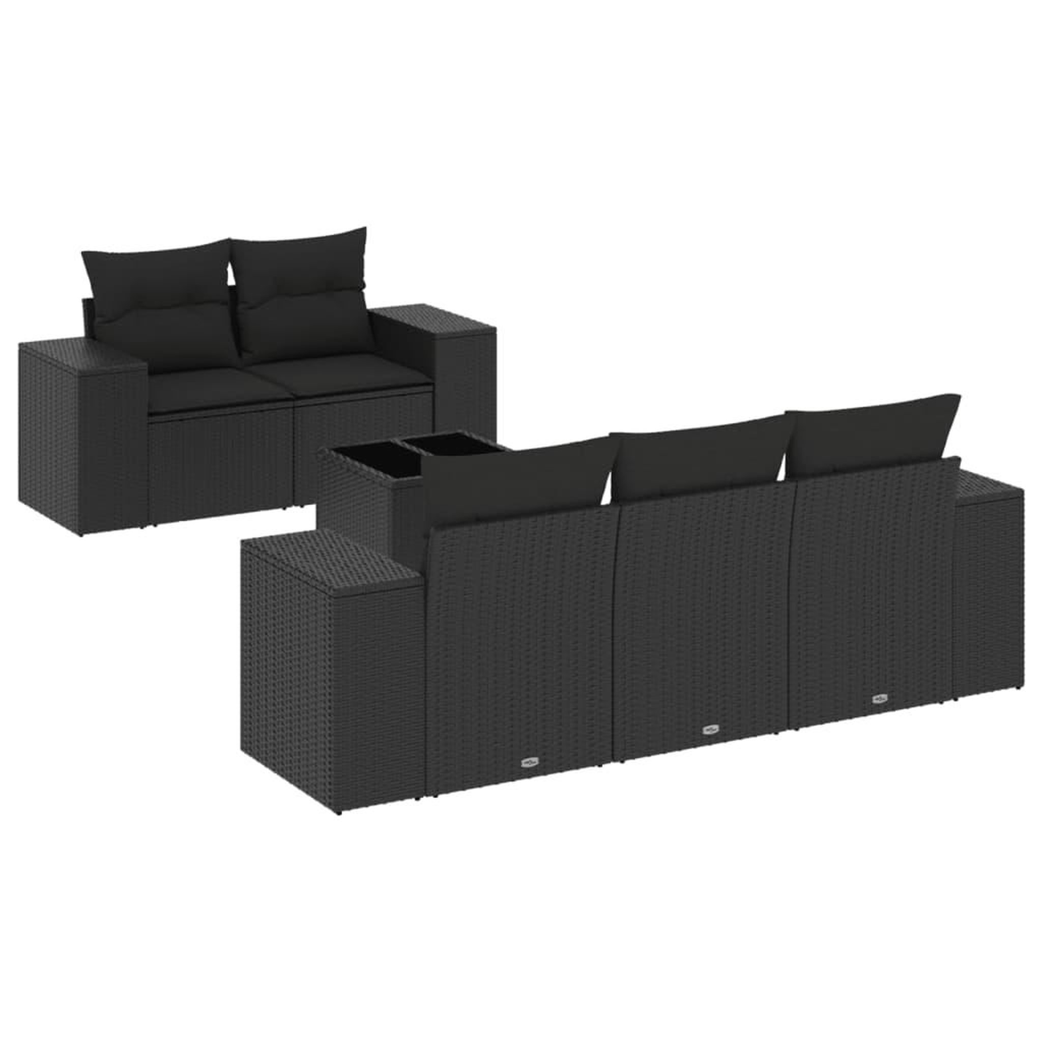 Voir la diapositive 2 : VIDAXL Salon de jardin 6 pcs avec coussins noir resine tressee