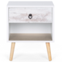 Voir la diapositive 3 : ID MARKET Lot de 2 tables de chevet BAHIA 1 tiroir avec niche scandinave