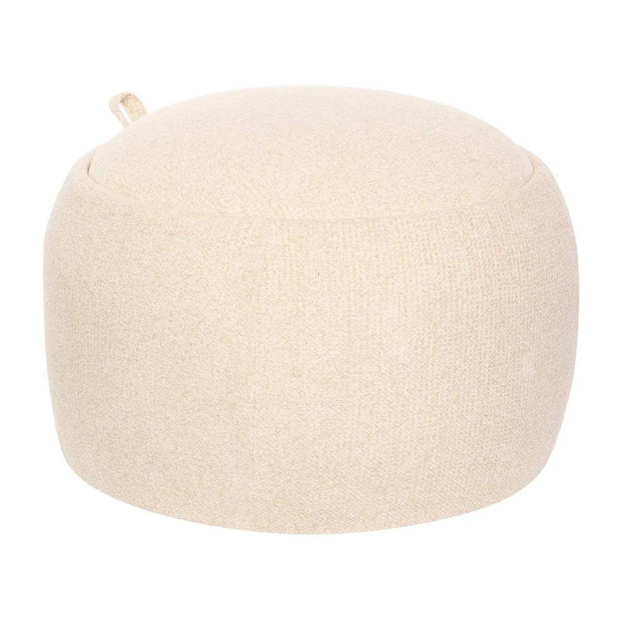 ATMOSPHERA Pouf coffre de rangement bouclette  elior  60 cm beige