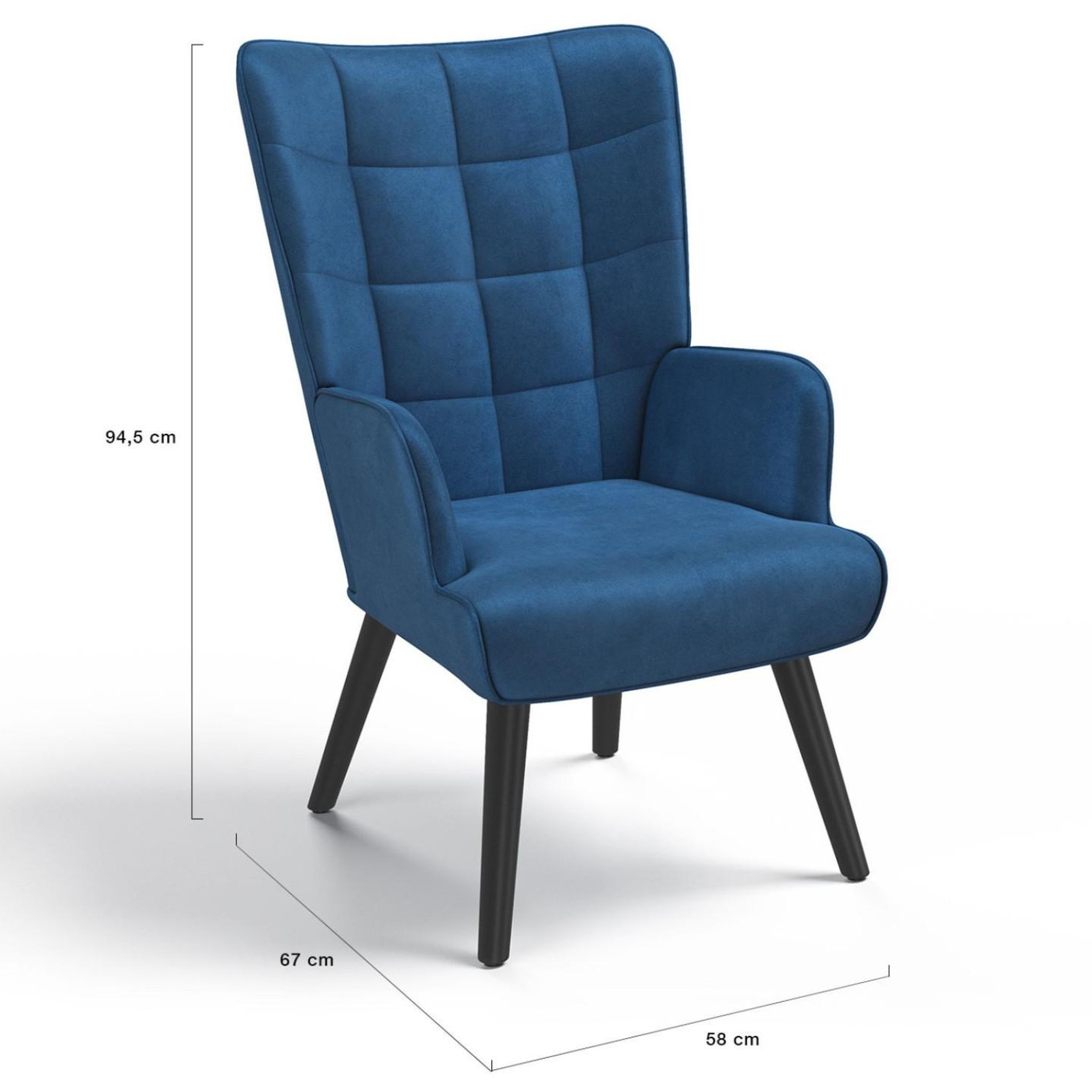 Voir la diapositive 5 : ID MARKET Fauteuil scandinave ania en velours bleu