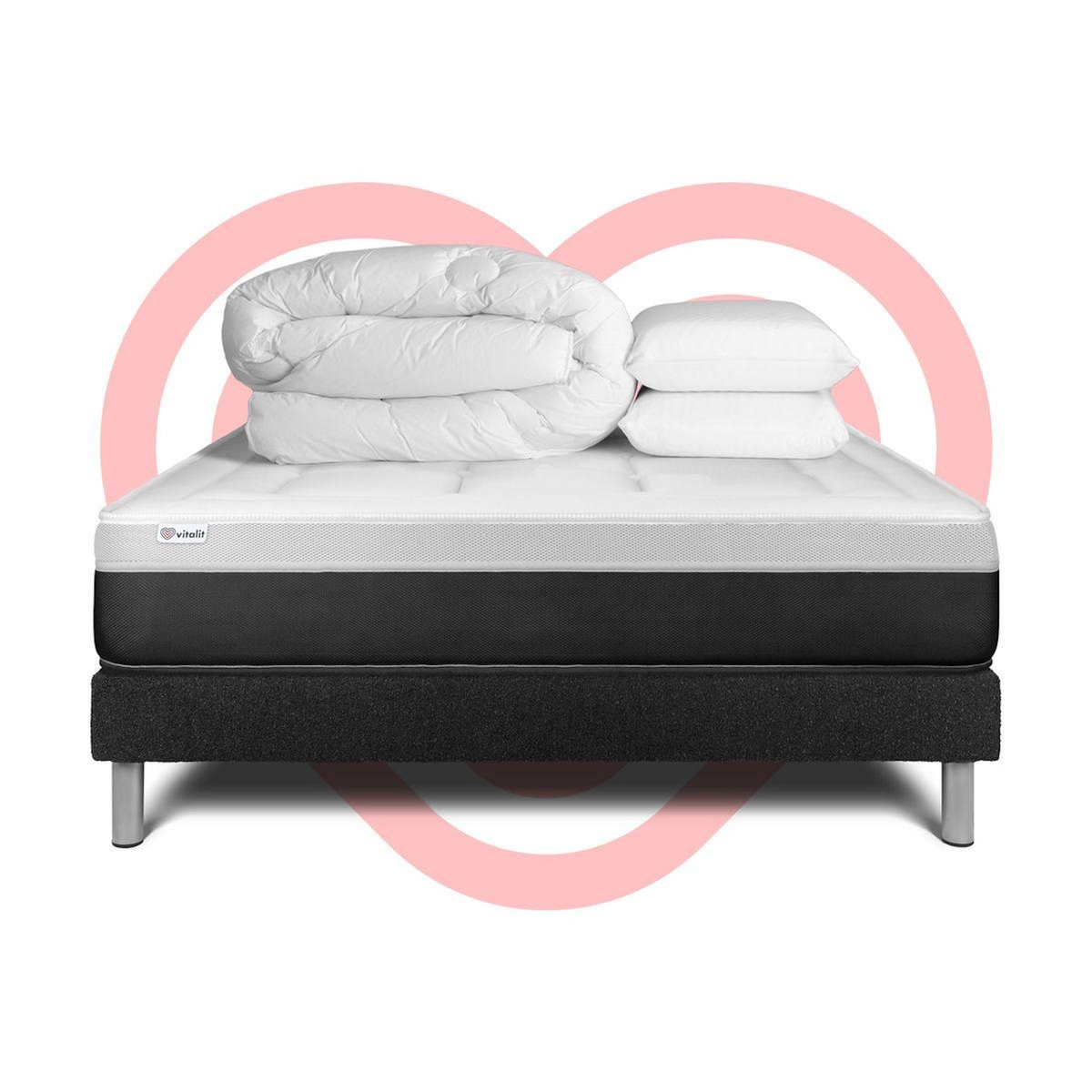 VITALIT Pack prêt à dormir VITAL FORM 200 x 200 cm sommier Kit noir