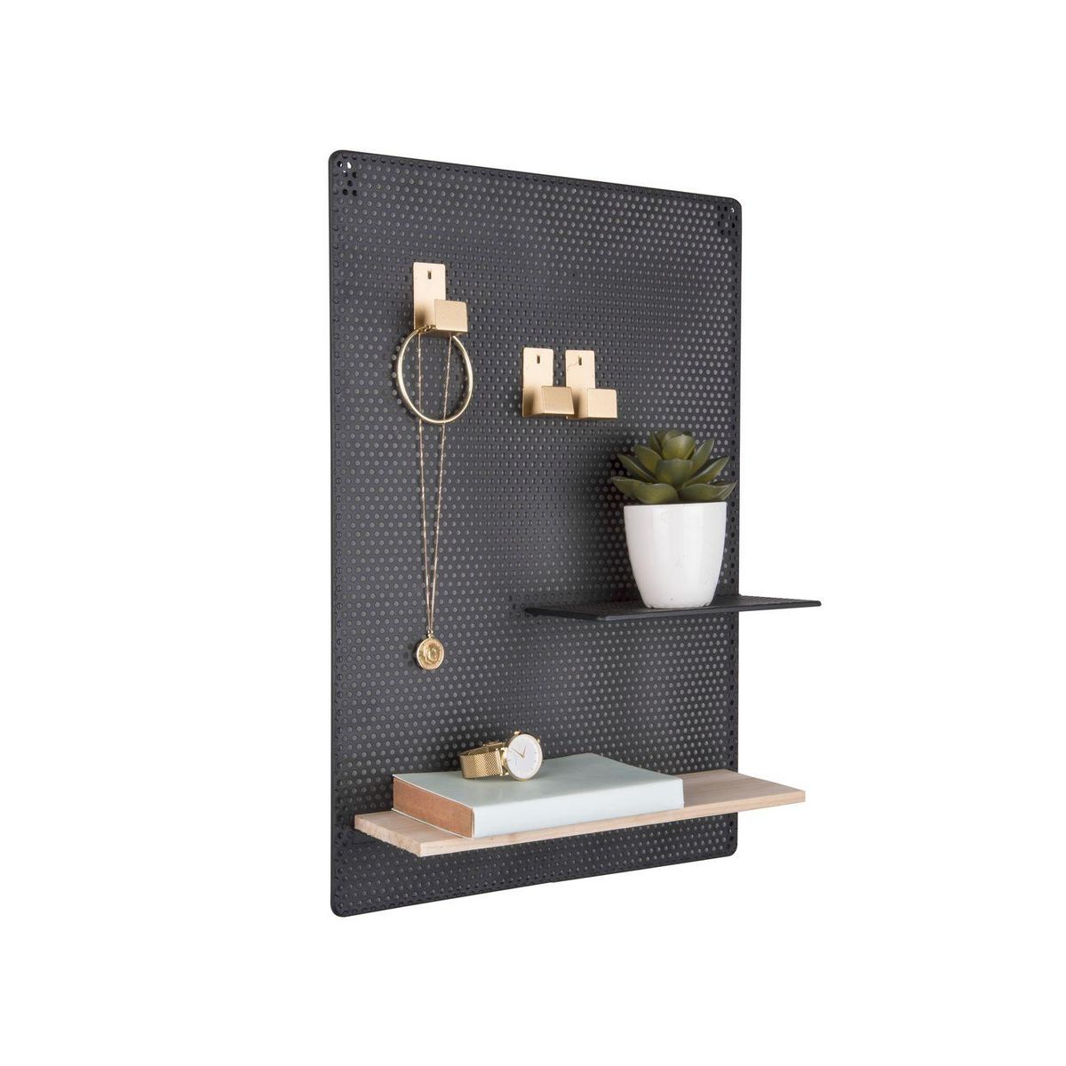 PRESENT TIME Mémo board mural en métal Perky - Noir