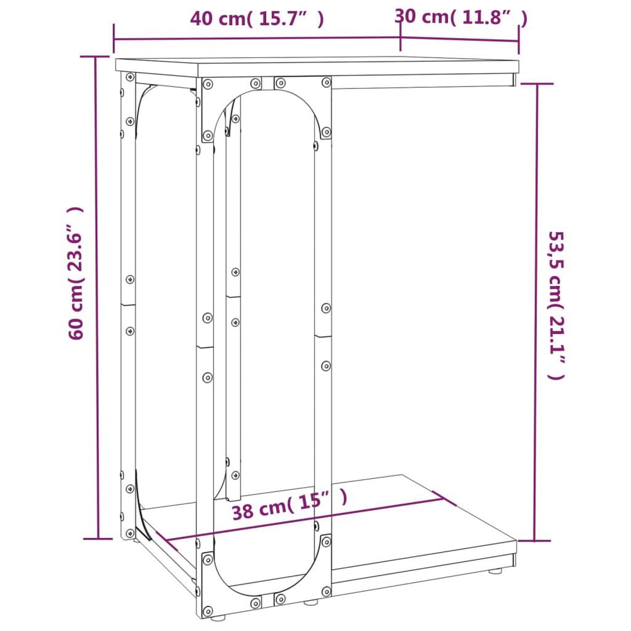 Voir la diapositive 6 : VIDAXL Table d'appoint Chene fume 40x30x60 cm Bois d'ingenierie