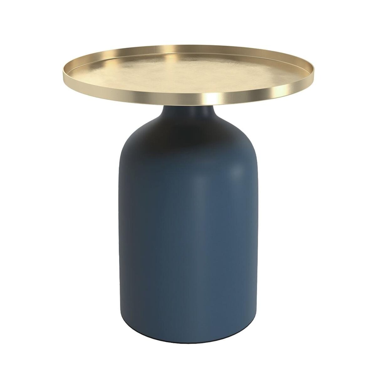 Rendez vous déco Table d'appoint ronde en métal bleu et laiton D45 cm - Lyne