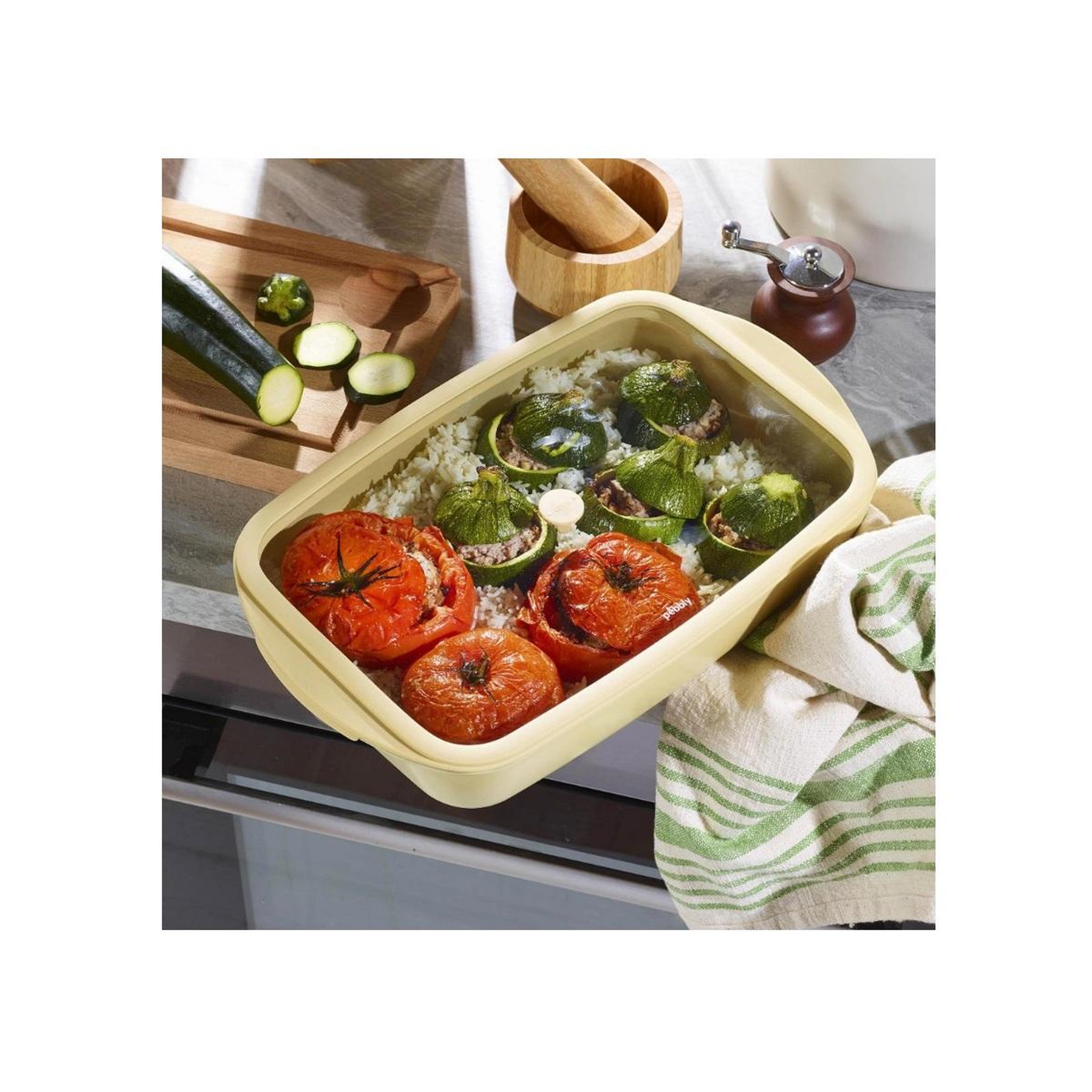 Voir la diapositive 3 : PEBBLY Plat à four rectangulaire 3.6l + couvercle - 40-pkv082