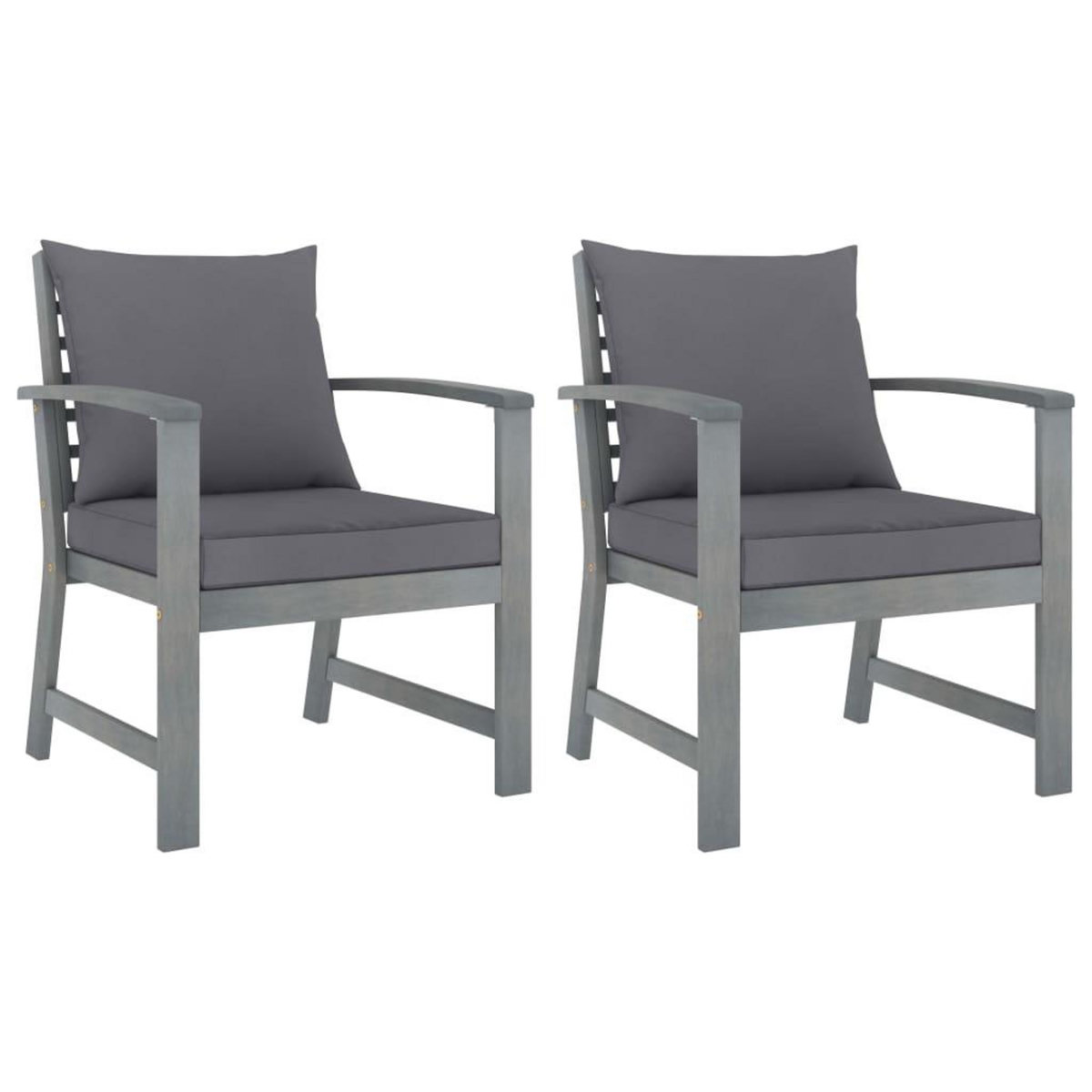 VIDAXL Chaises de jardin lot de 2 avec coussins gris fonce Bois acacia