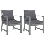 VIDAXL Chaises de jardin lot de 2 avec coussins gris fonce Bois acacia