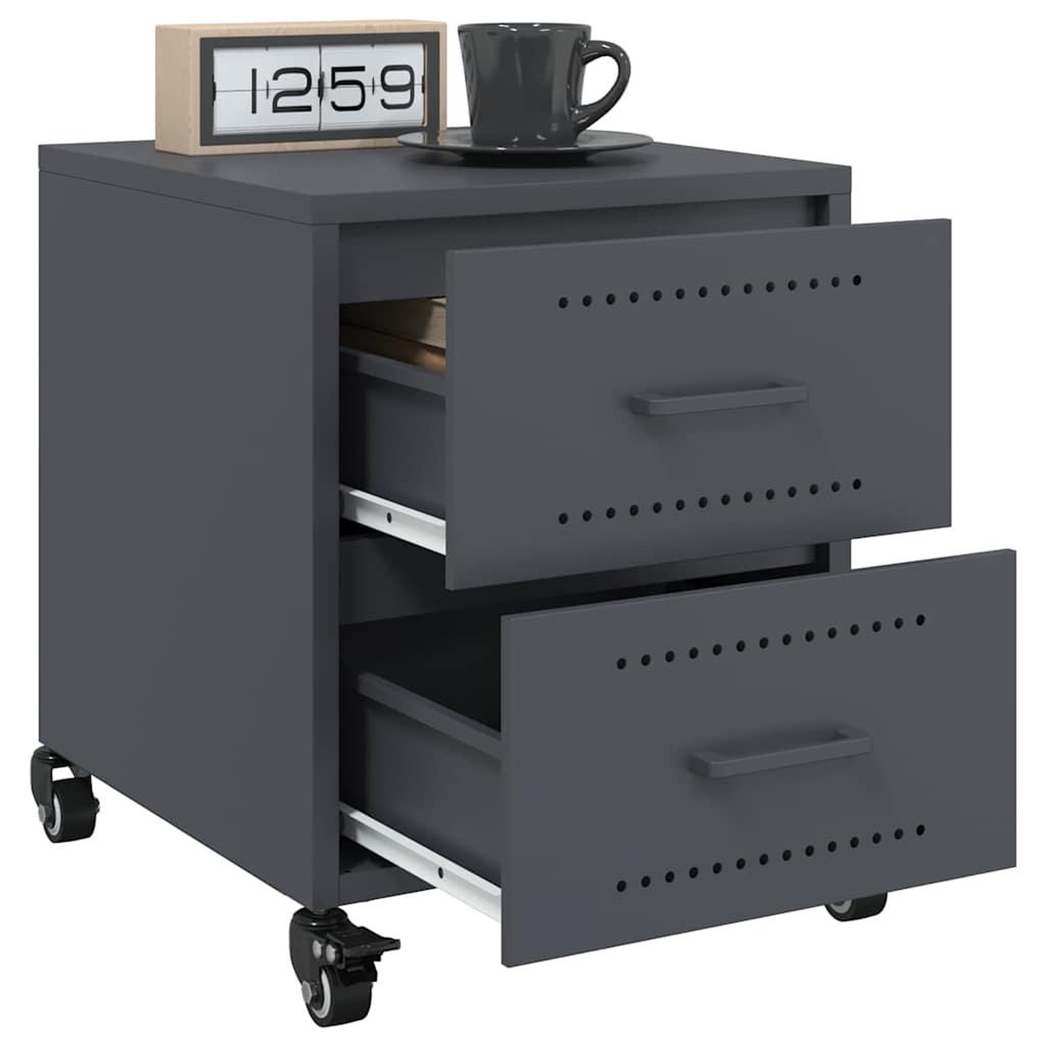 Voir la diapositive 4 : VIDAXL Table de chevet anthracite 36x39x43,5 cm acier