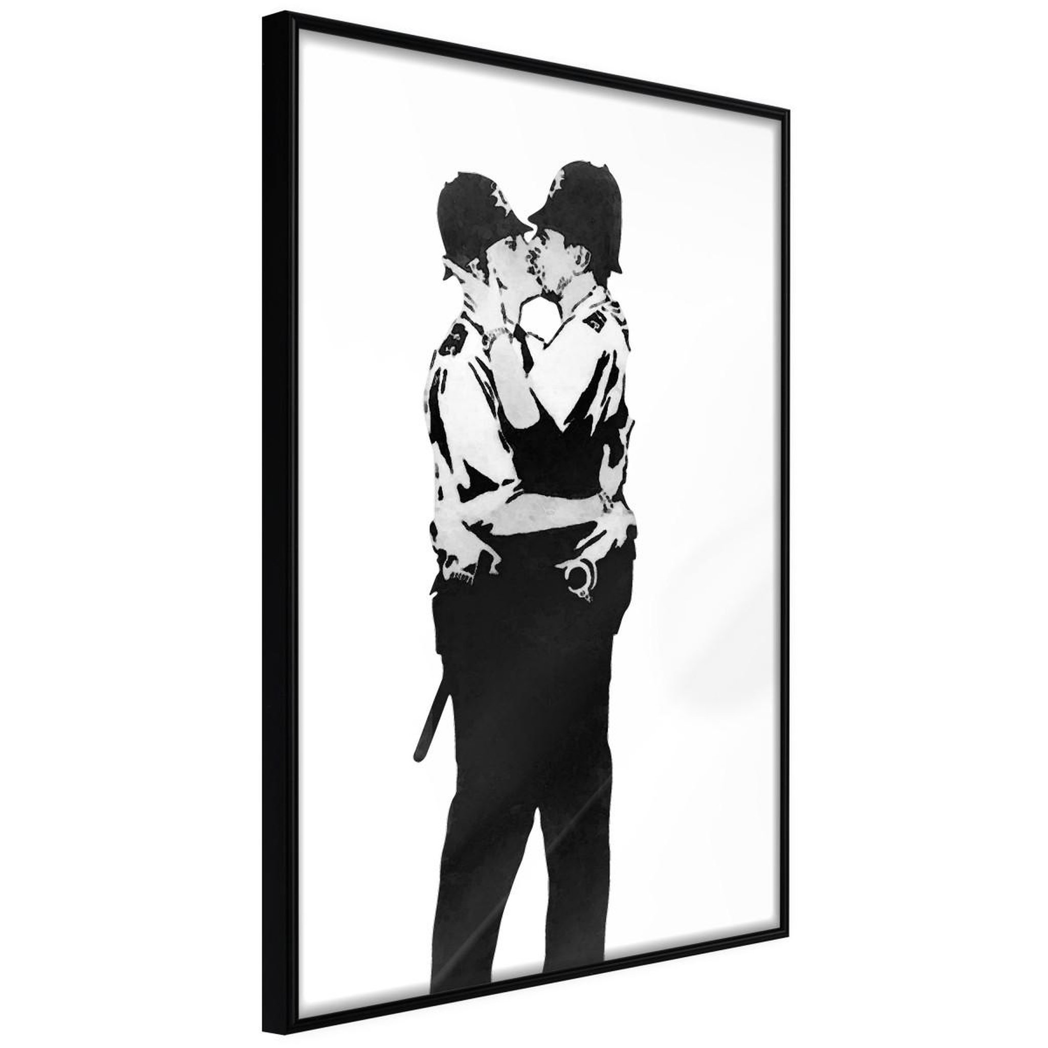 Paris Prix Affiche murale encadrée  banksy kissing coppers i. Coloris disponibles : Noir, Jaune