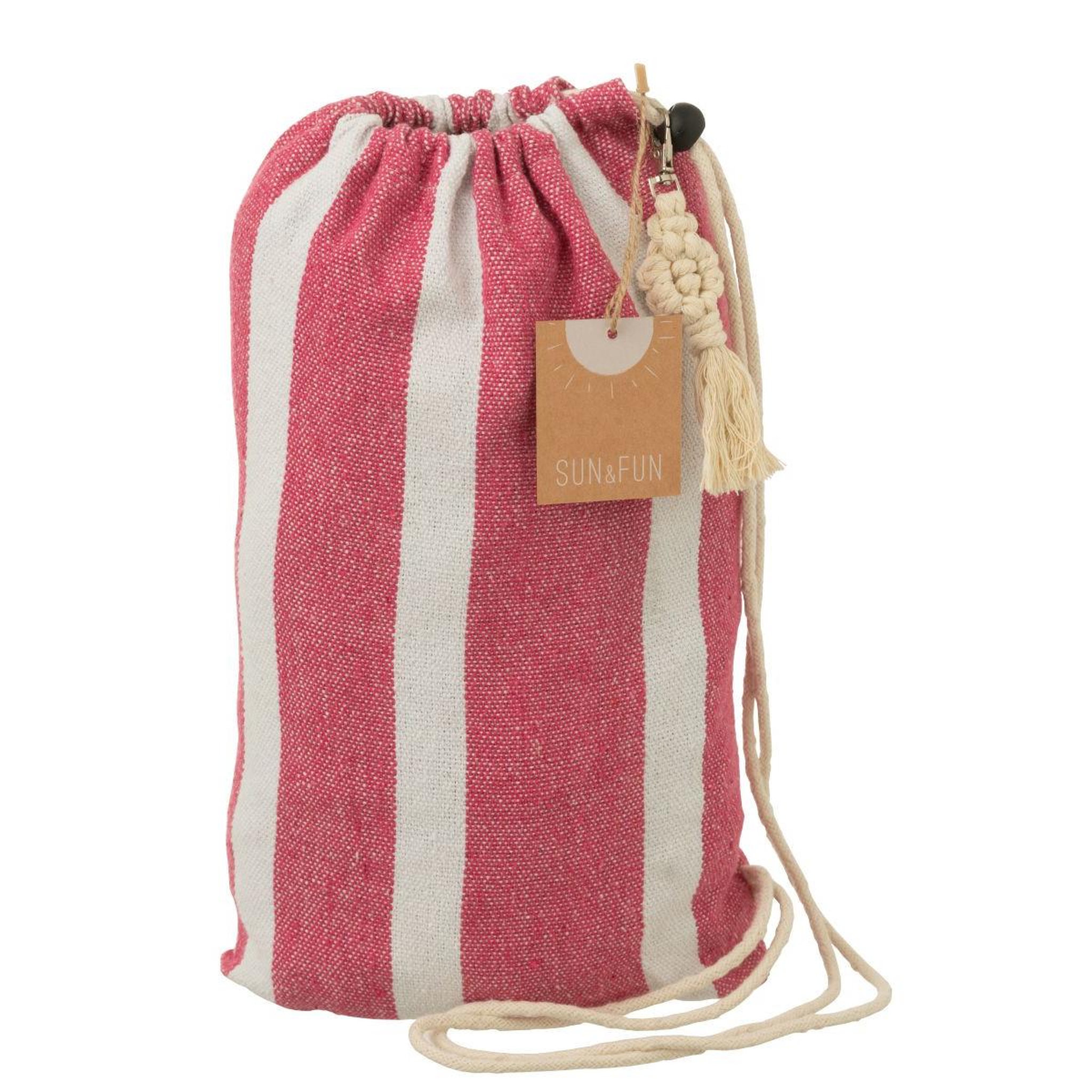 Voir la diapositive 4 : J-LINE Hamac en tissu  petites rayures  200cm rose