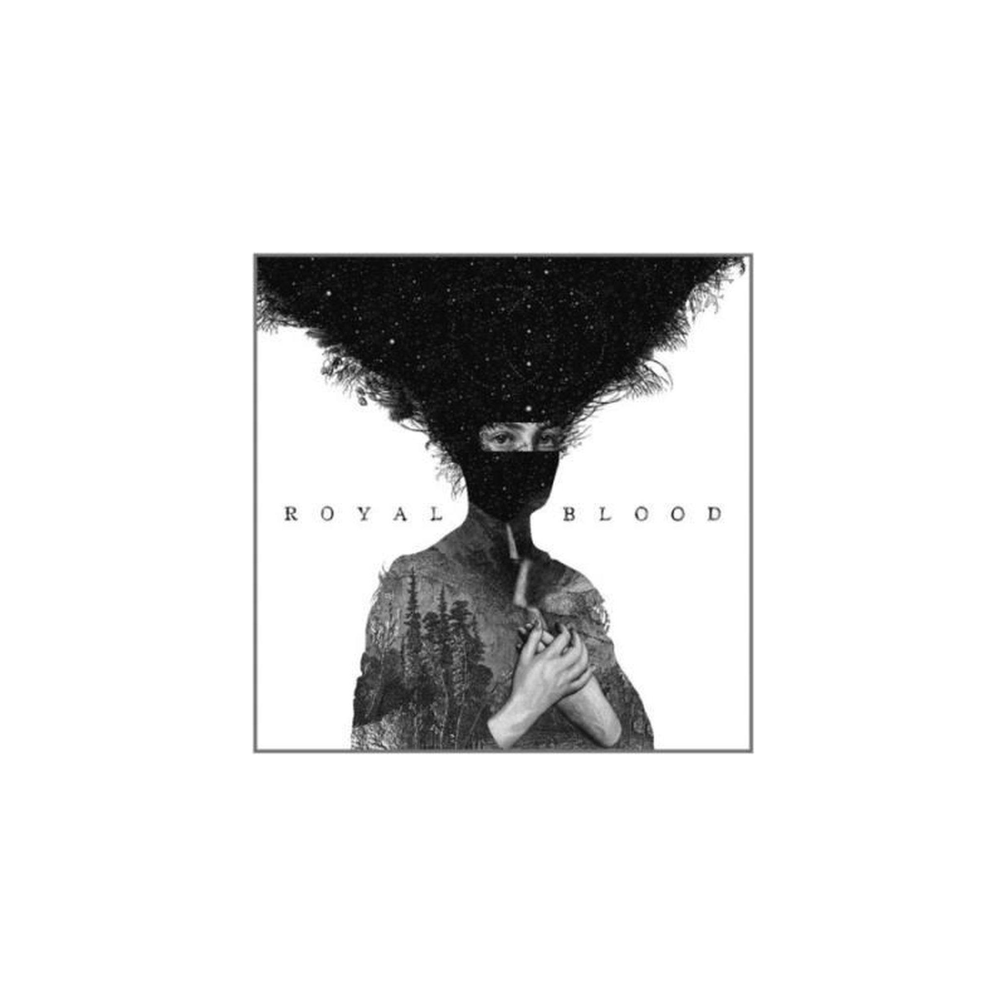 Album cd royal blood monochrome, visuel couverture noir et blanc avec silhouette de sablier